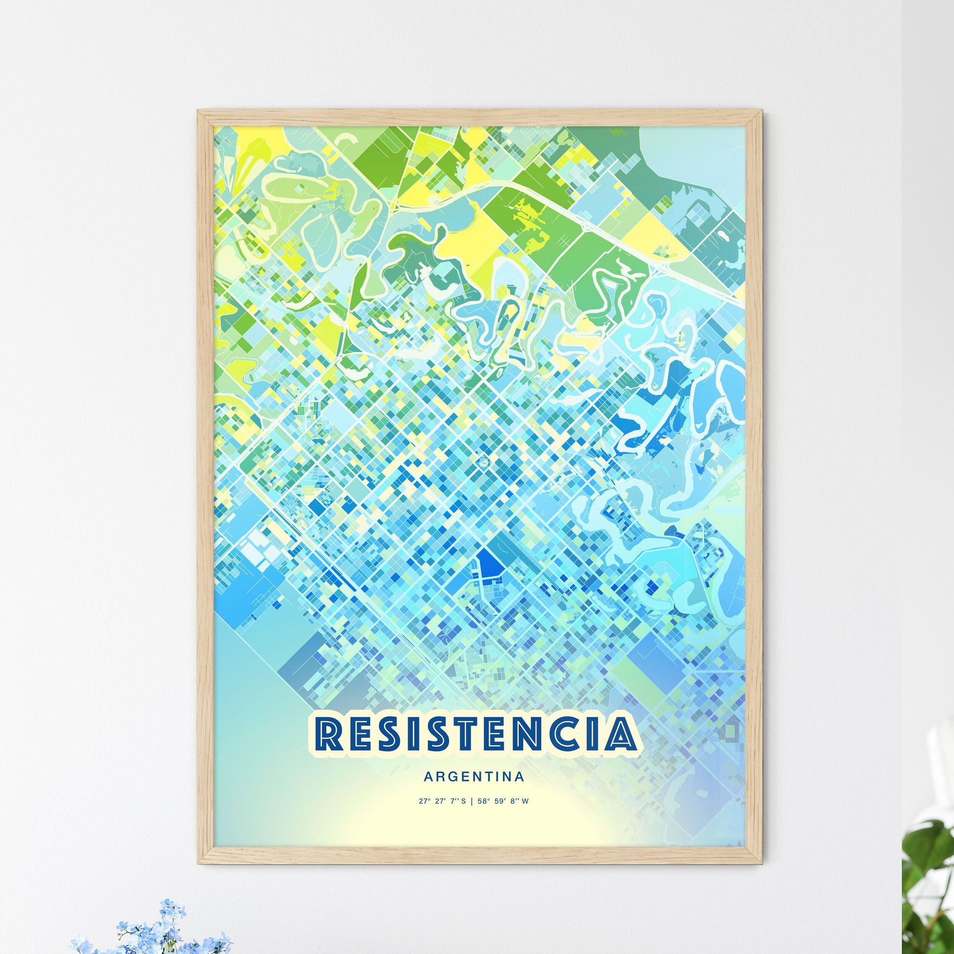 Colorful RESISTENCIA ARGENTINA Fine Art Map Cool Blue