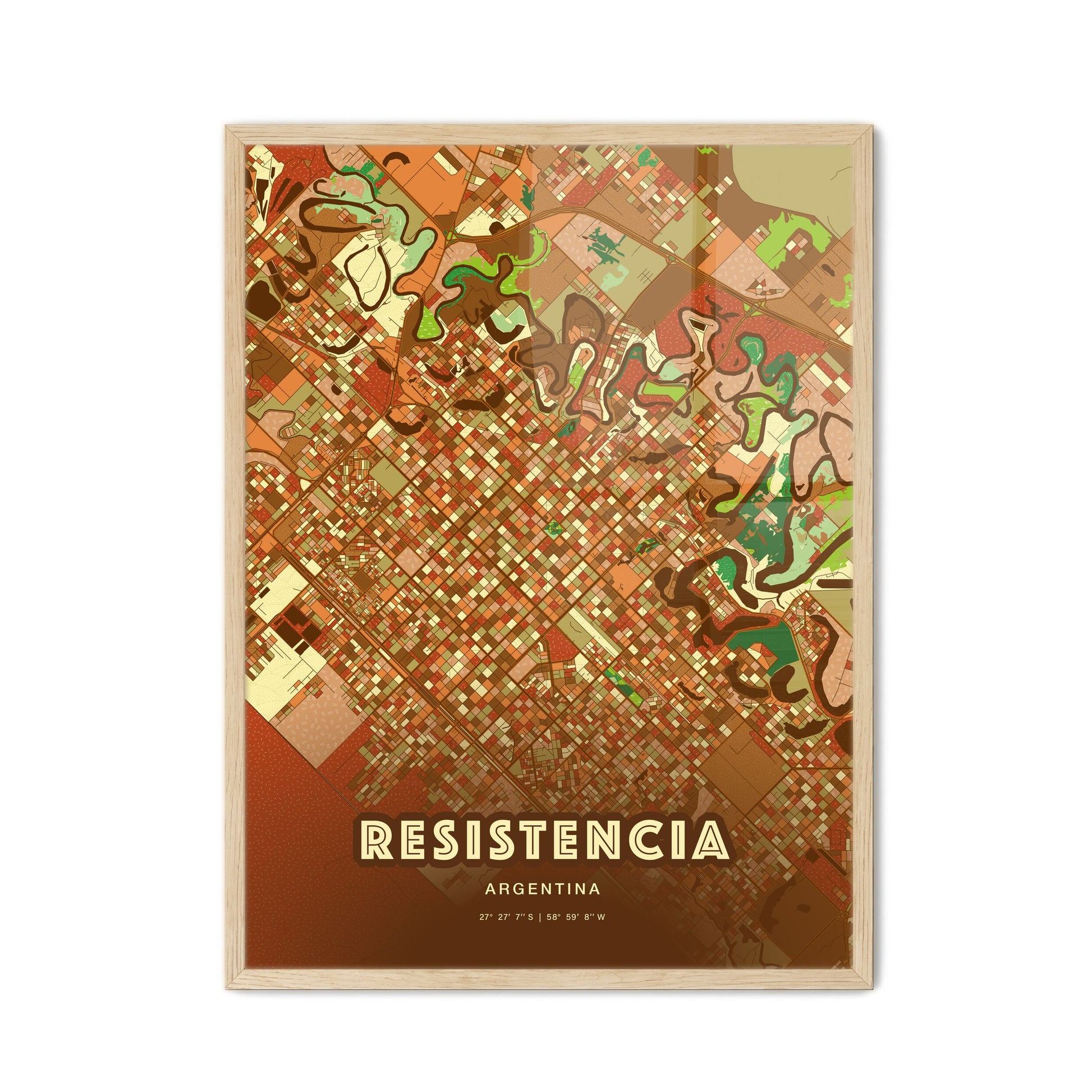 Colorful RESISTENCIA ARGENTINA Fine Art Map Farmhouse