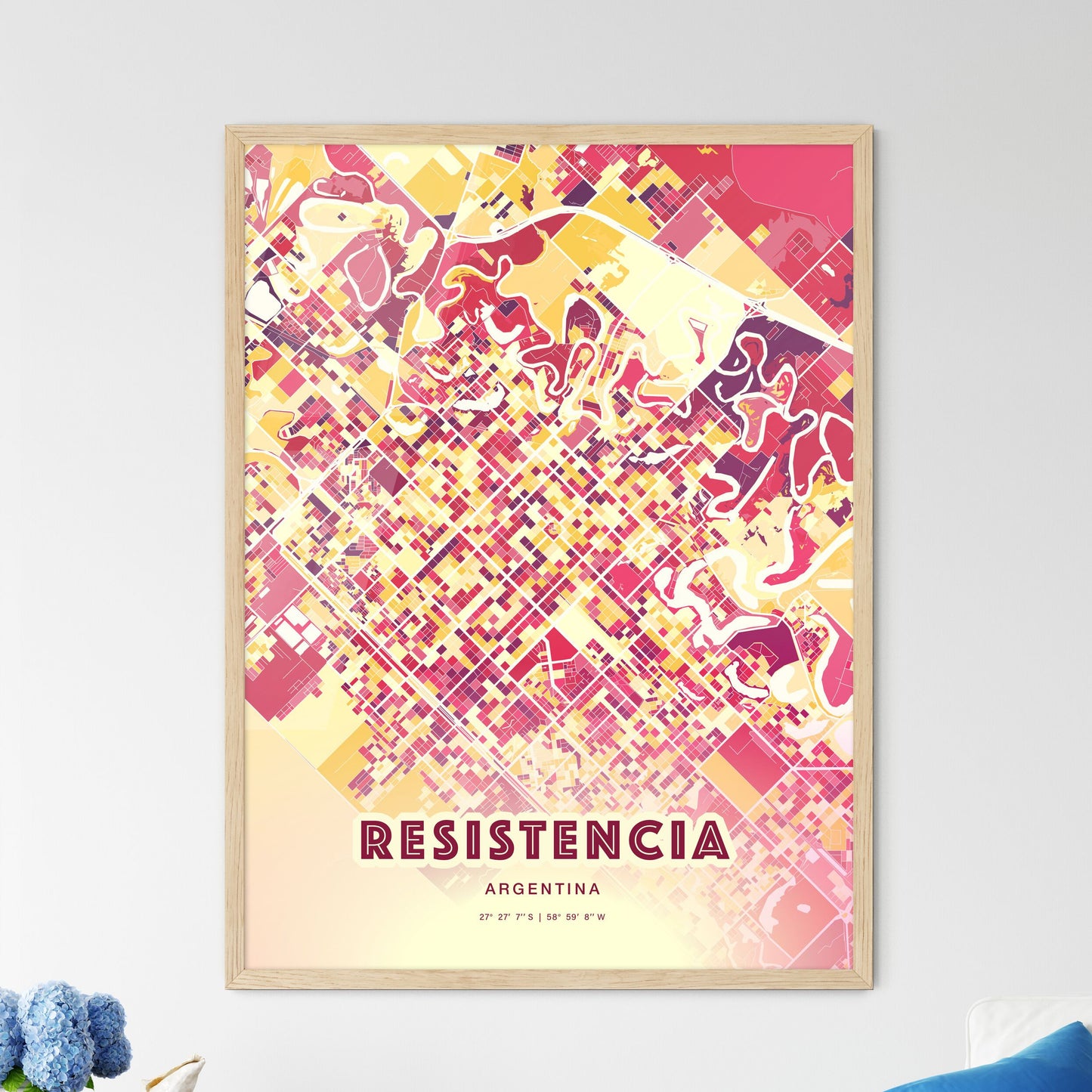 Colorful RESISTENCIA ARGENTINA Fine Art Map Hot Red