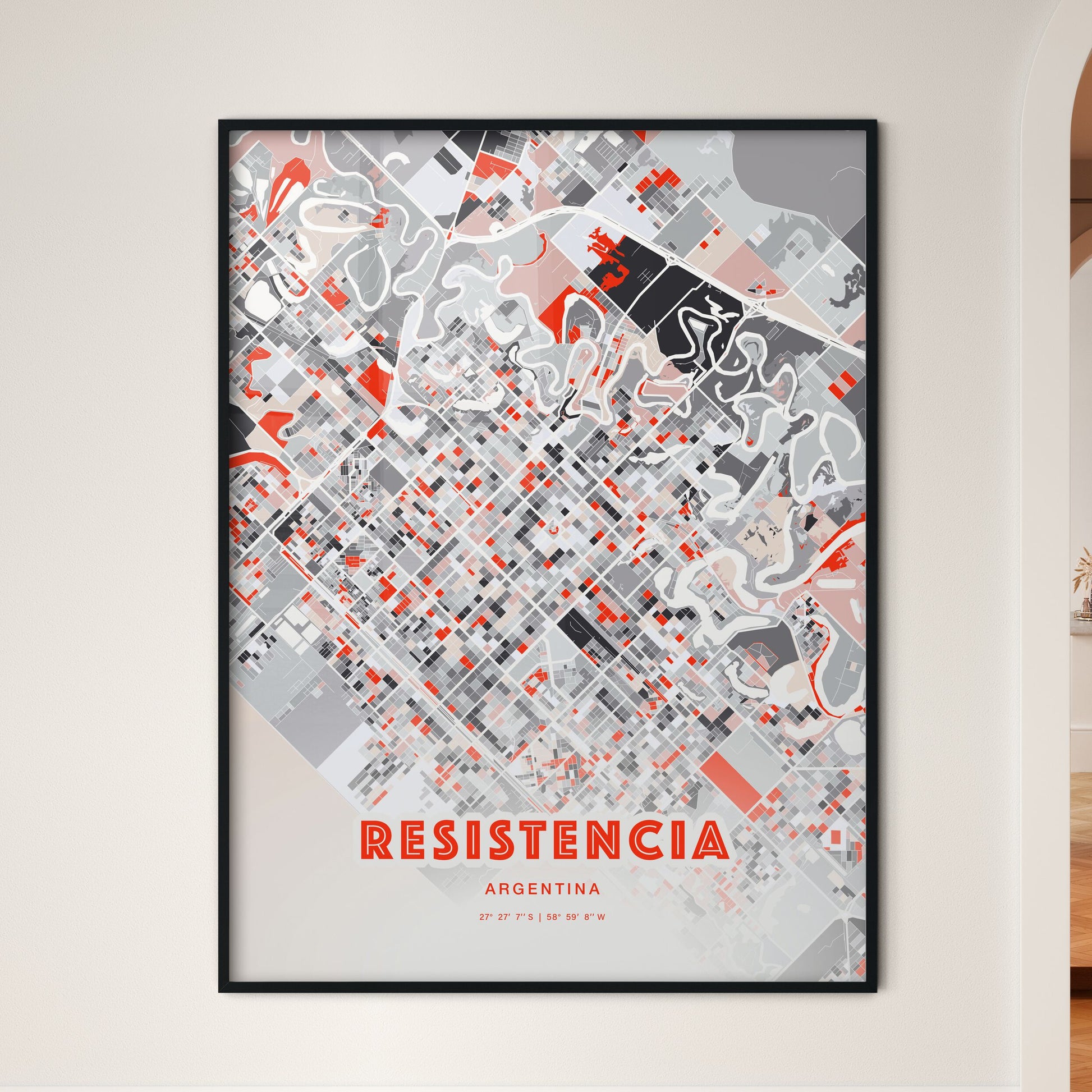 Colorful RESISTENCIA ARGENTINA Fine Art Map Modern