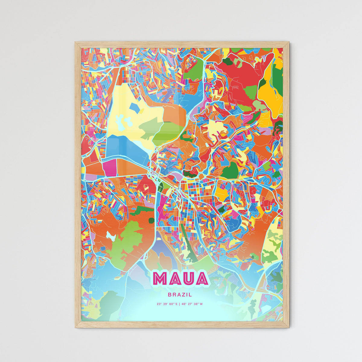 Colorful MAUA BRAZIL Fine Art Map Crazy Colors