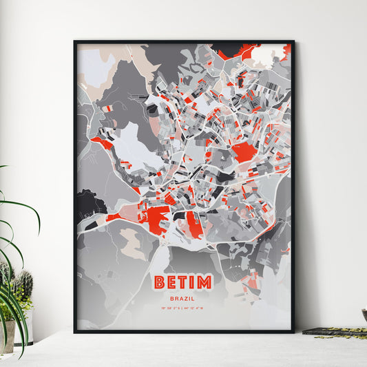 Colorful BETIM BRAZIL Fine Art Map Modern