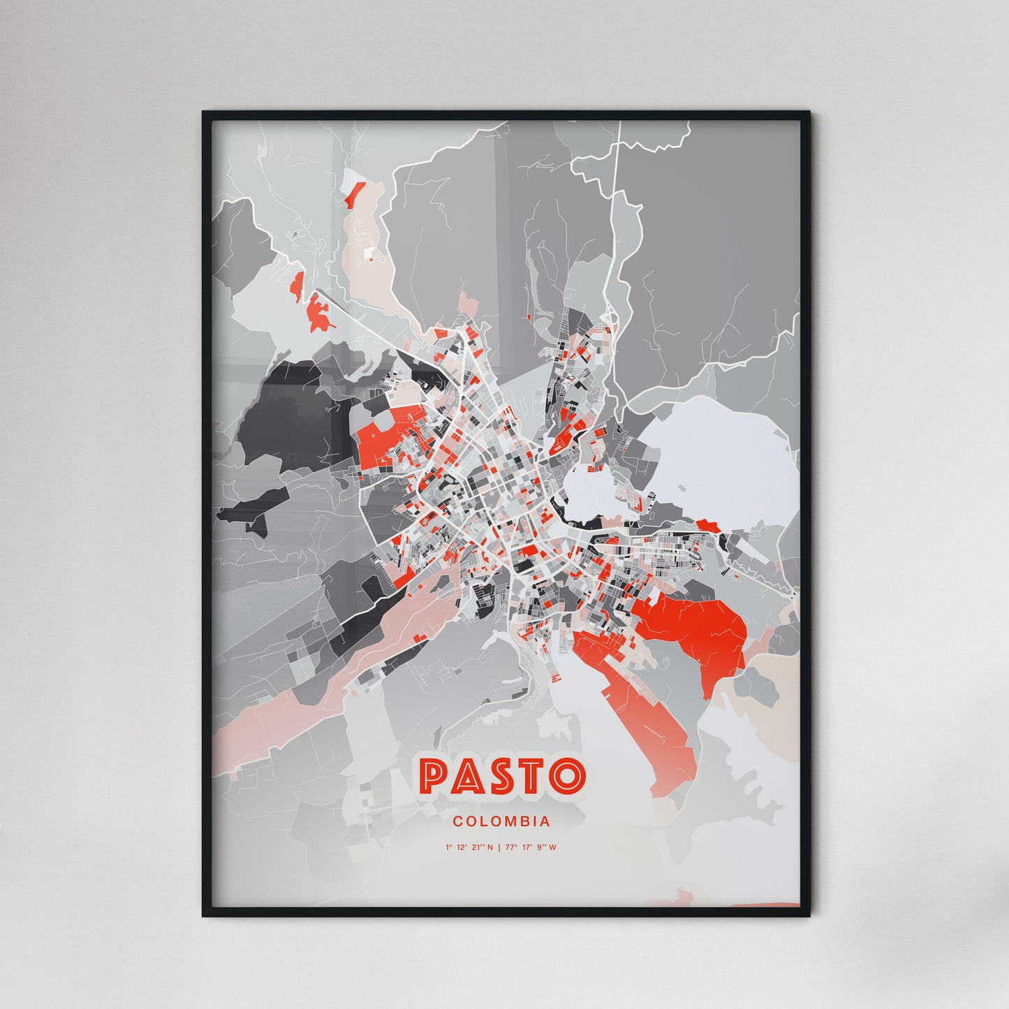 Colorful PASTO COLOMBIA Fine Art Map Modern