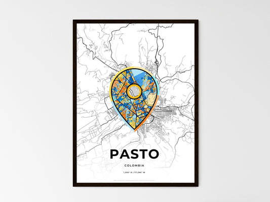 Pasto Colombia wedding art map with pointer icon