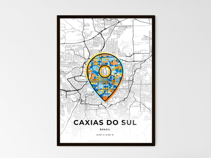 CAXIAS DO SUL BRAZIL minimal art map with a colorful icon. Where it all began, Couple map gift. Style 1