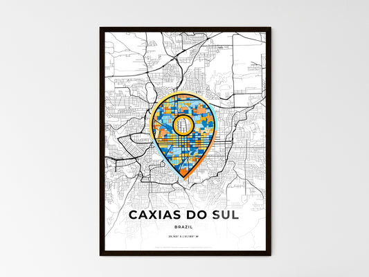 Caxias Do Sul Brazil wedding art map with pointer icon