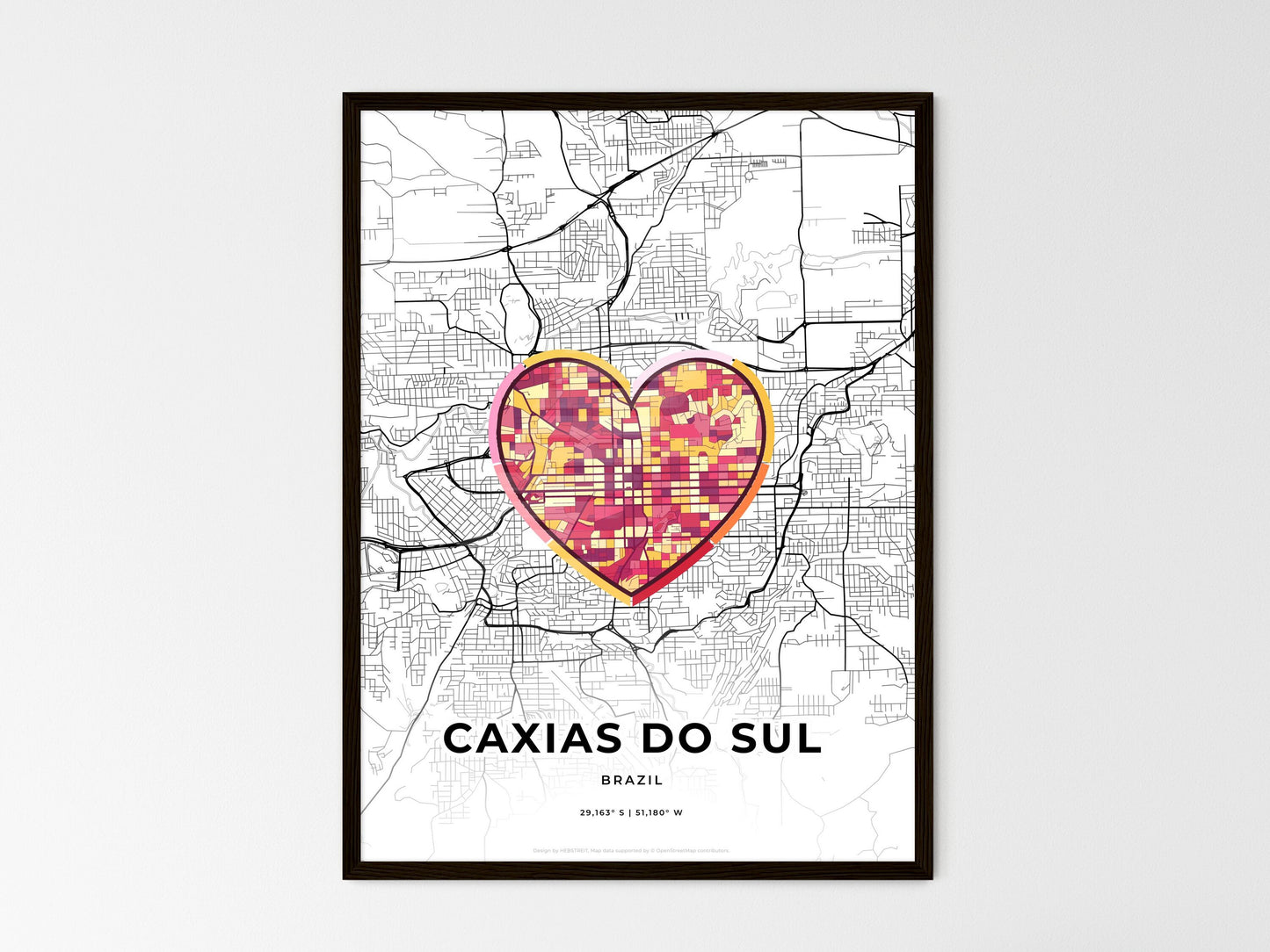 CAXIAS DO SUL BRAZIL minimal art map with a colorful icon. Where it all began, Couple map gift. Style 2