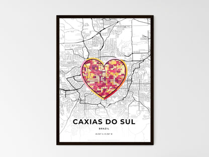 CAXIAS DO SUL BRAZIL minimal art map with a colorful icon. Where it all began, Couple map gift. Style 2