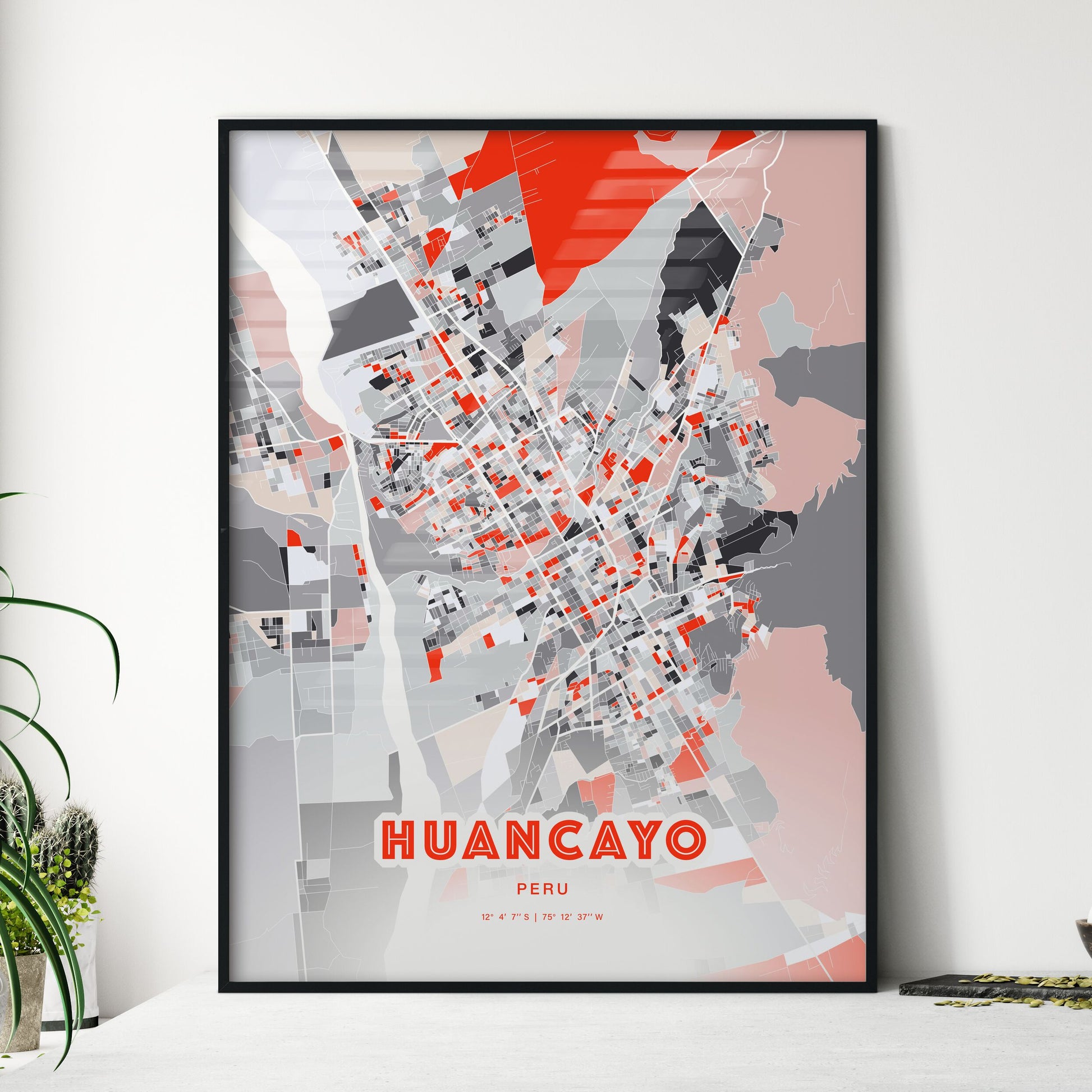 Colorful HUANCAYO PERU Fine Art Map Modern