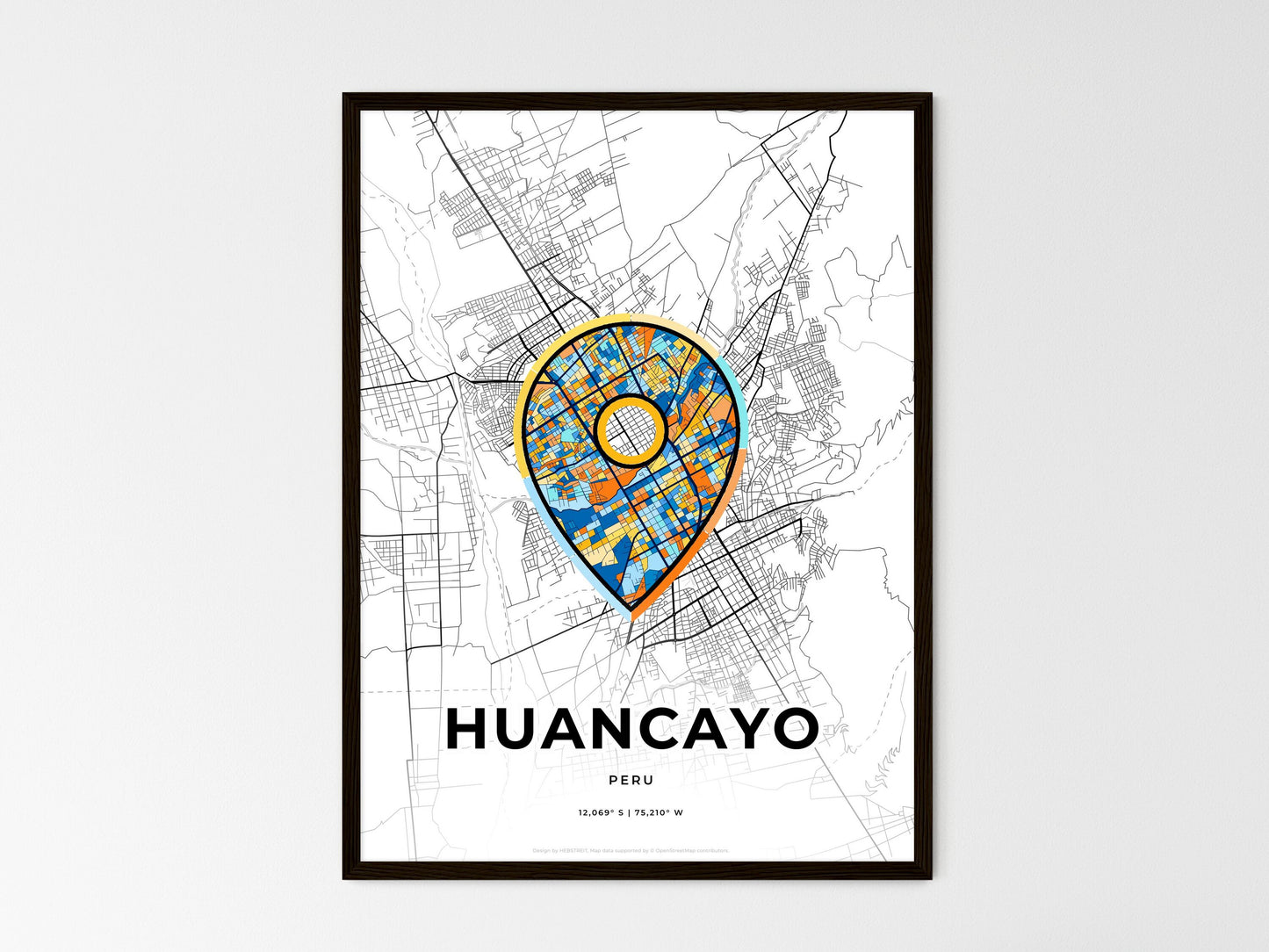 Huancayo Peru wedding art map with pointer icon