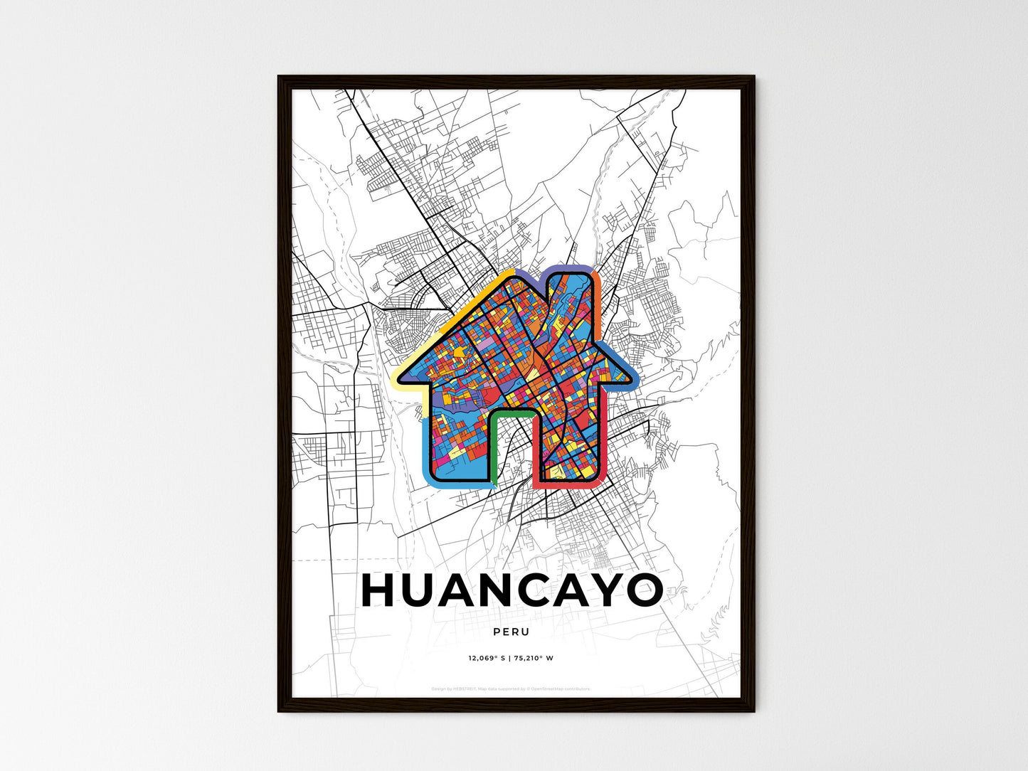 Huancayo Peru wedding art map with home icon