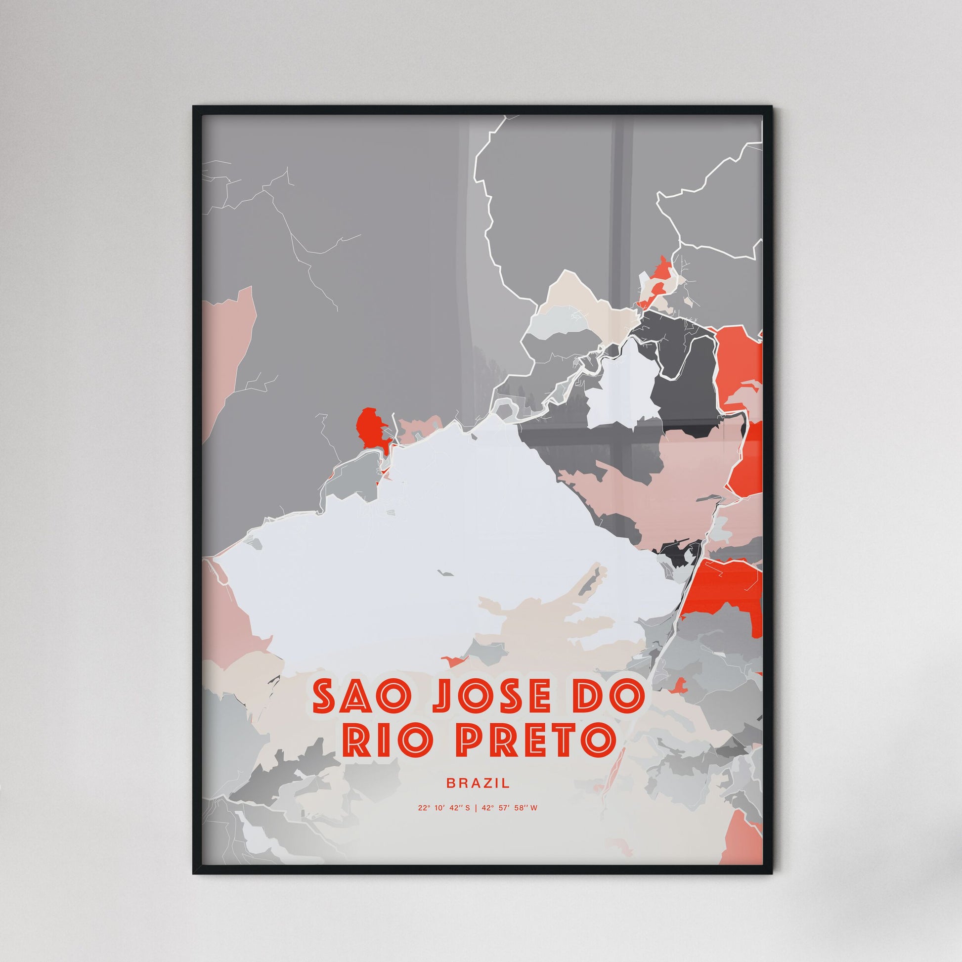 Colorful SAO JOSE DO RIO PRETO BRAZIL Fine Art Map Modern