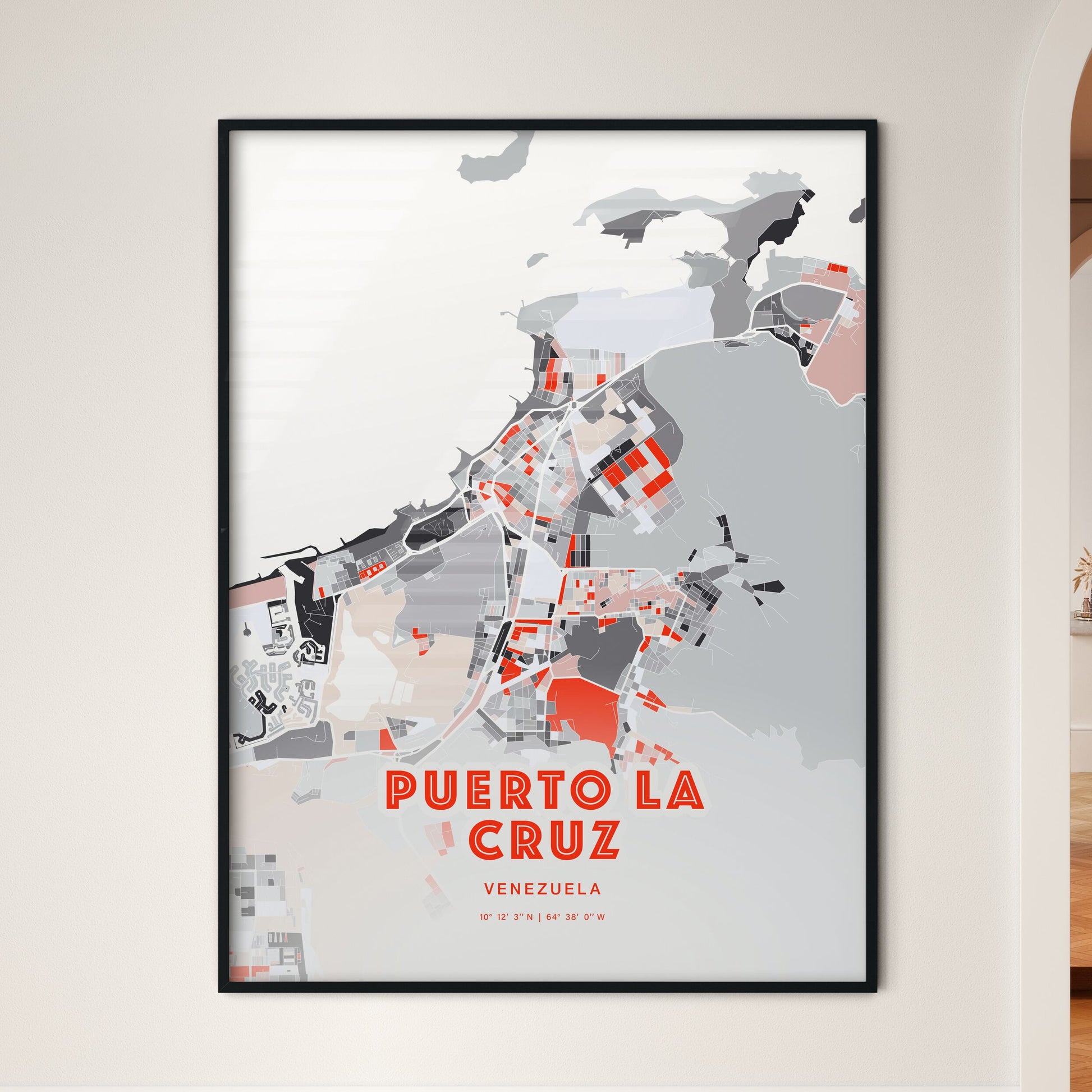 Colorful PUERTO LA CRUZ VENEZUELA Fine Art Map Modern