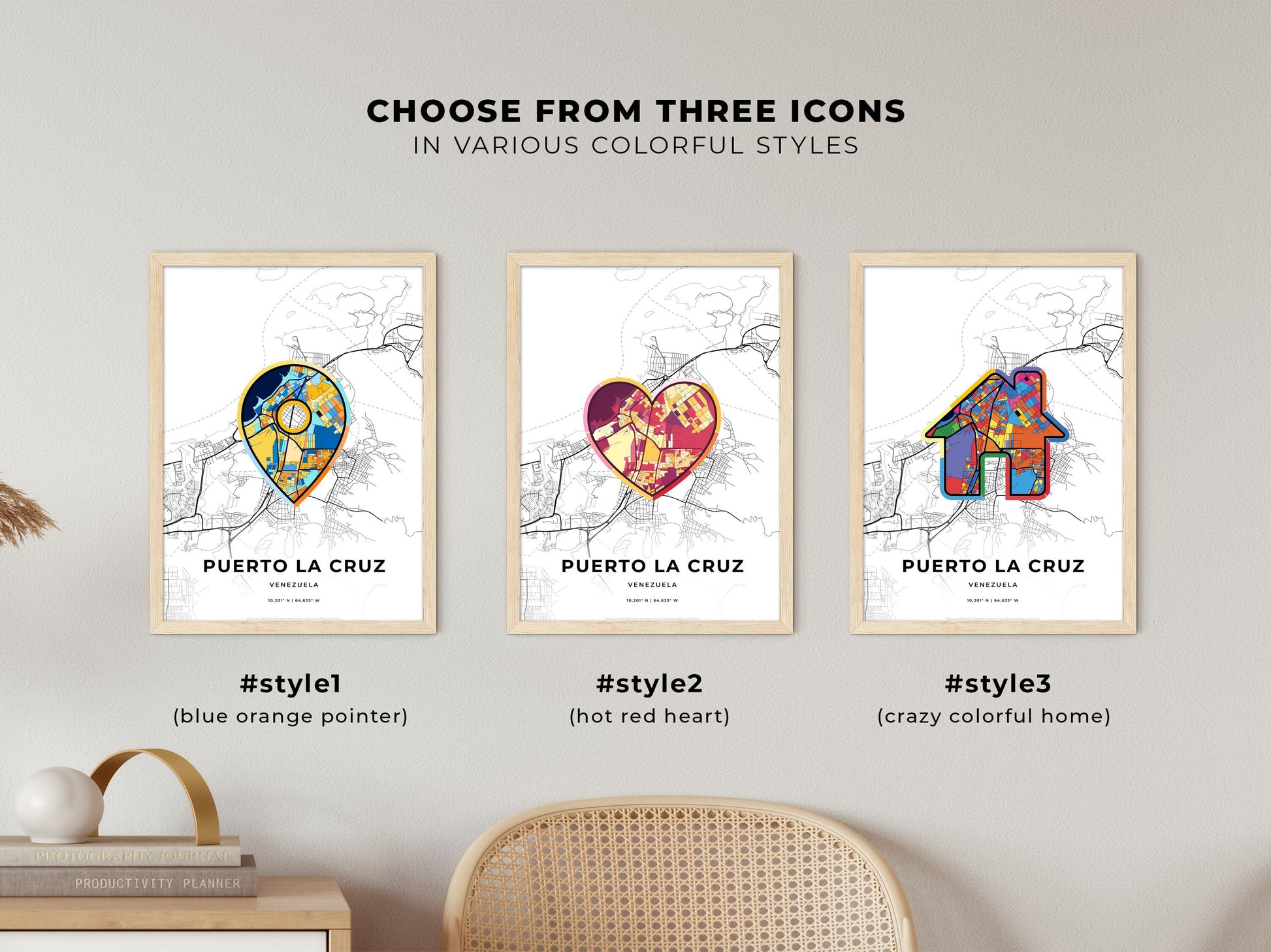 Puerto La Cruz Venezuela maps with colorful icons