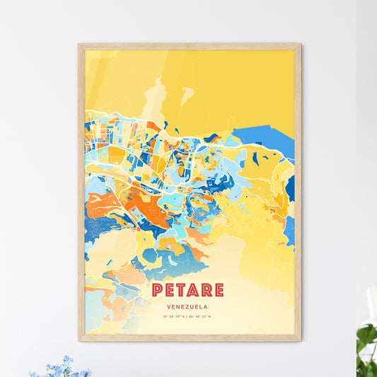 Colorful PETARE VENEZUELA Fine Art Map Blue Orange