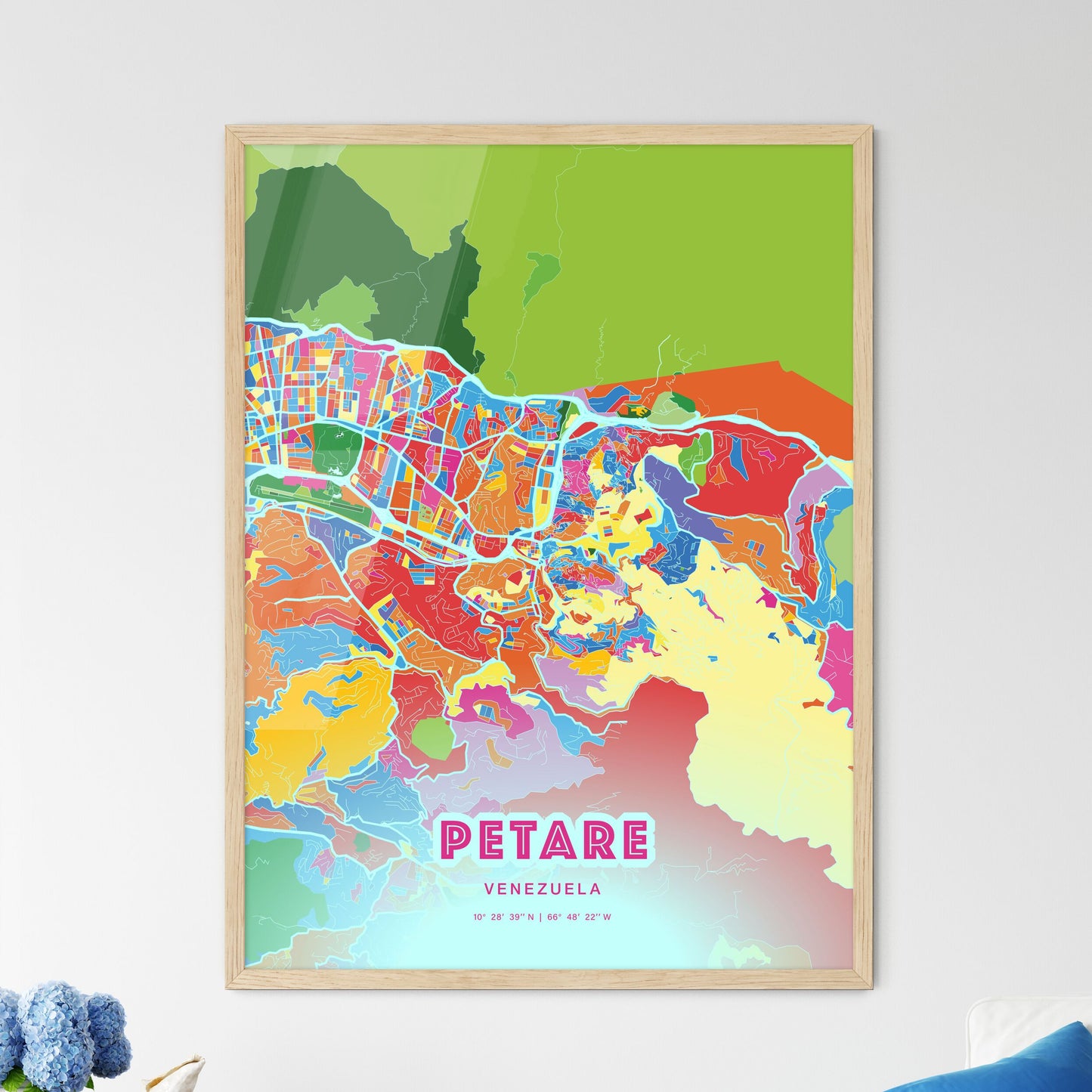 Colorful PETARE VENEZUELA Fine Art Map Crazy Colors