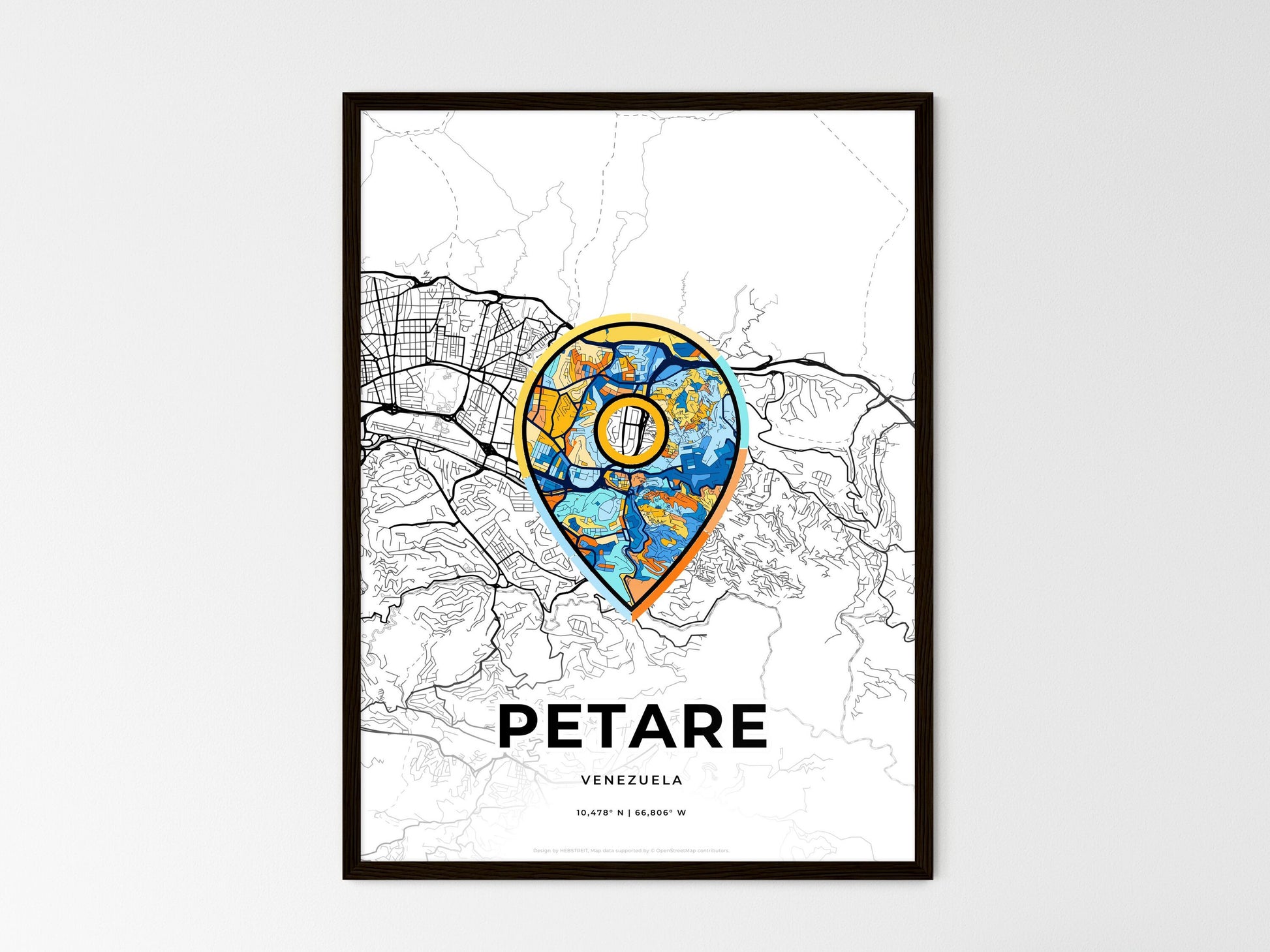 Petare Venezuela wedding art map with pointer icon