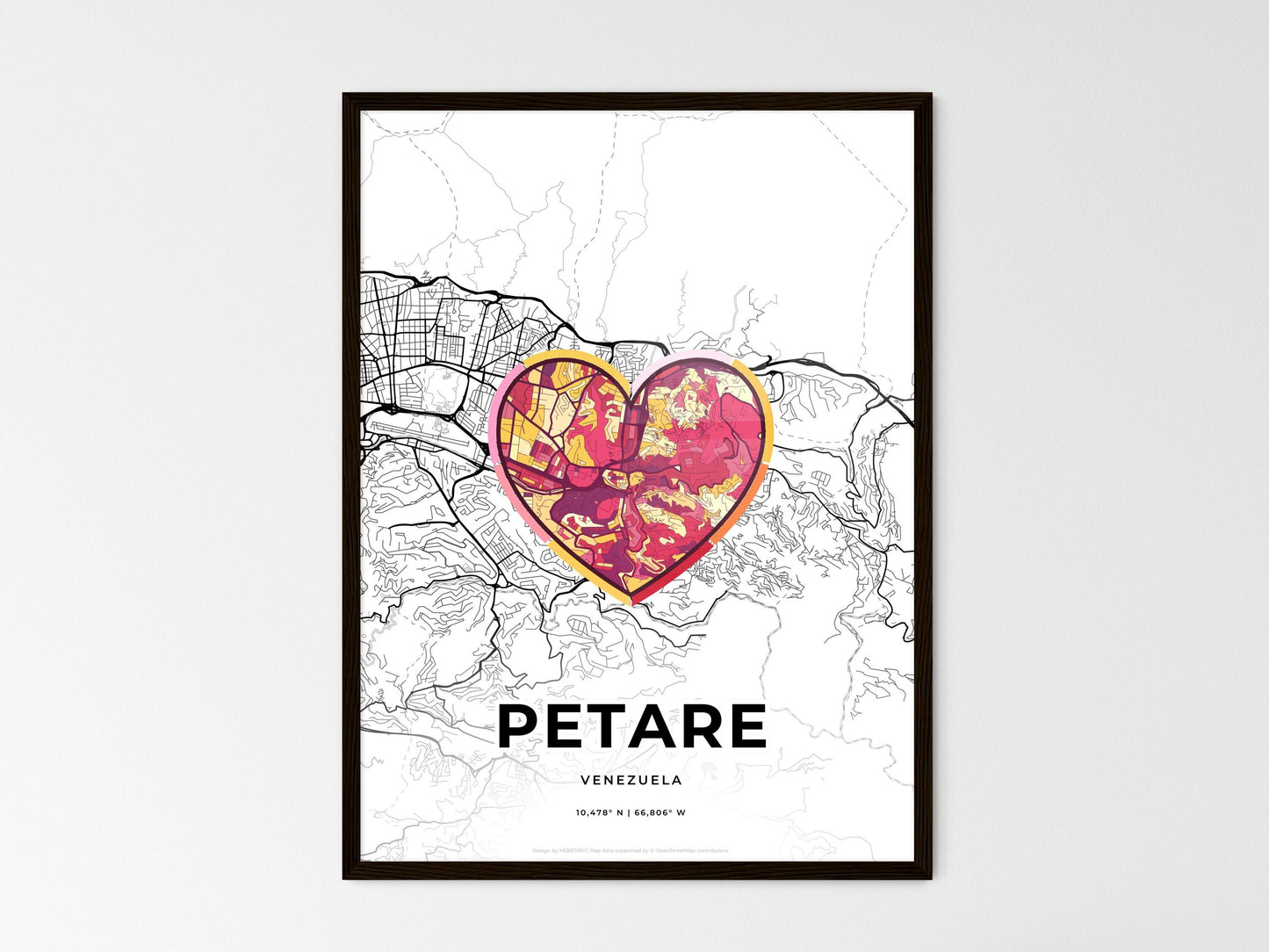 Petare Venezuela wedding art map with heart icon