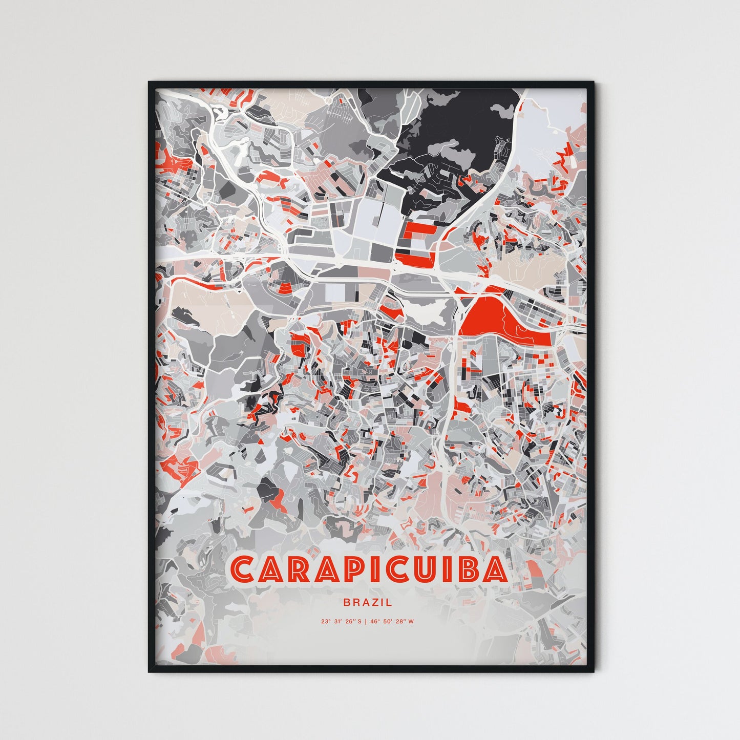 Colorful CARAPICUIBA BRAZIL Fine Art Map Modern