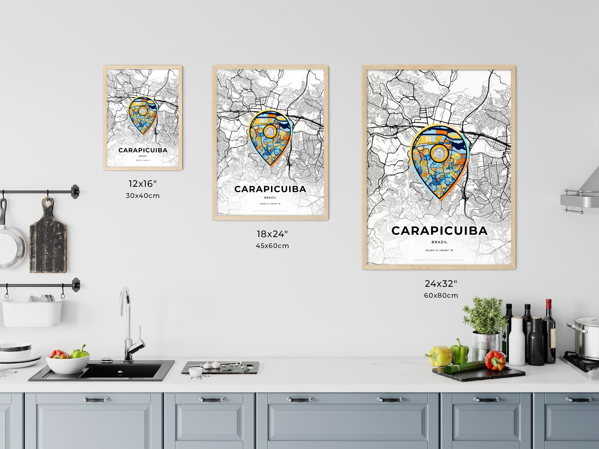 Carapicuiba Brazil art map size chart