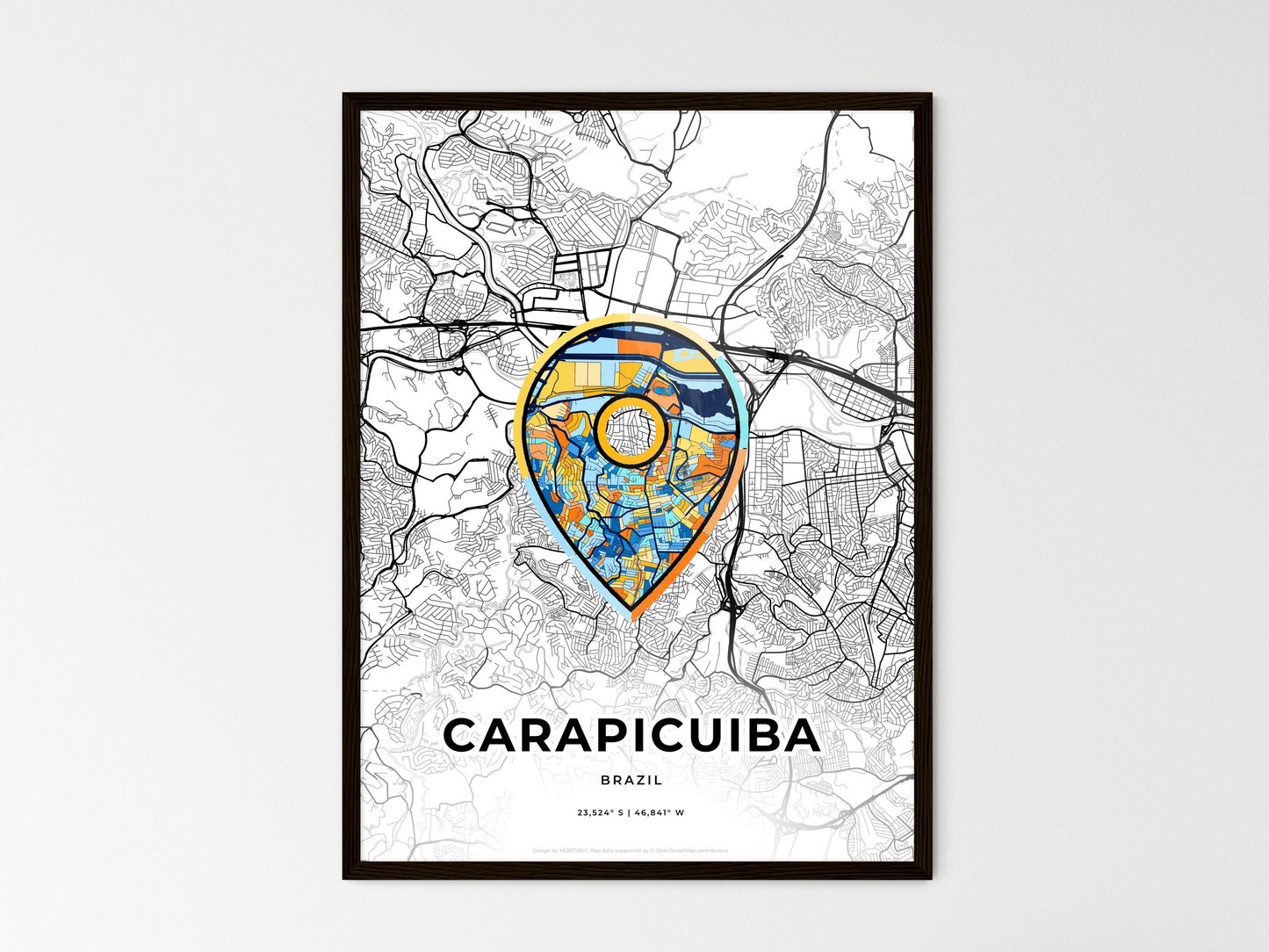 Carapicuiba Brazil wedding art map with pointer icon