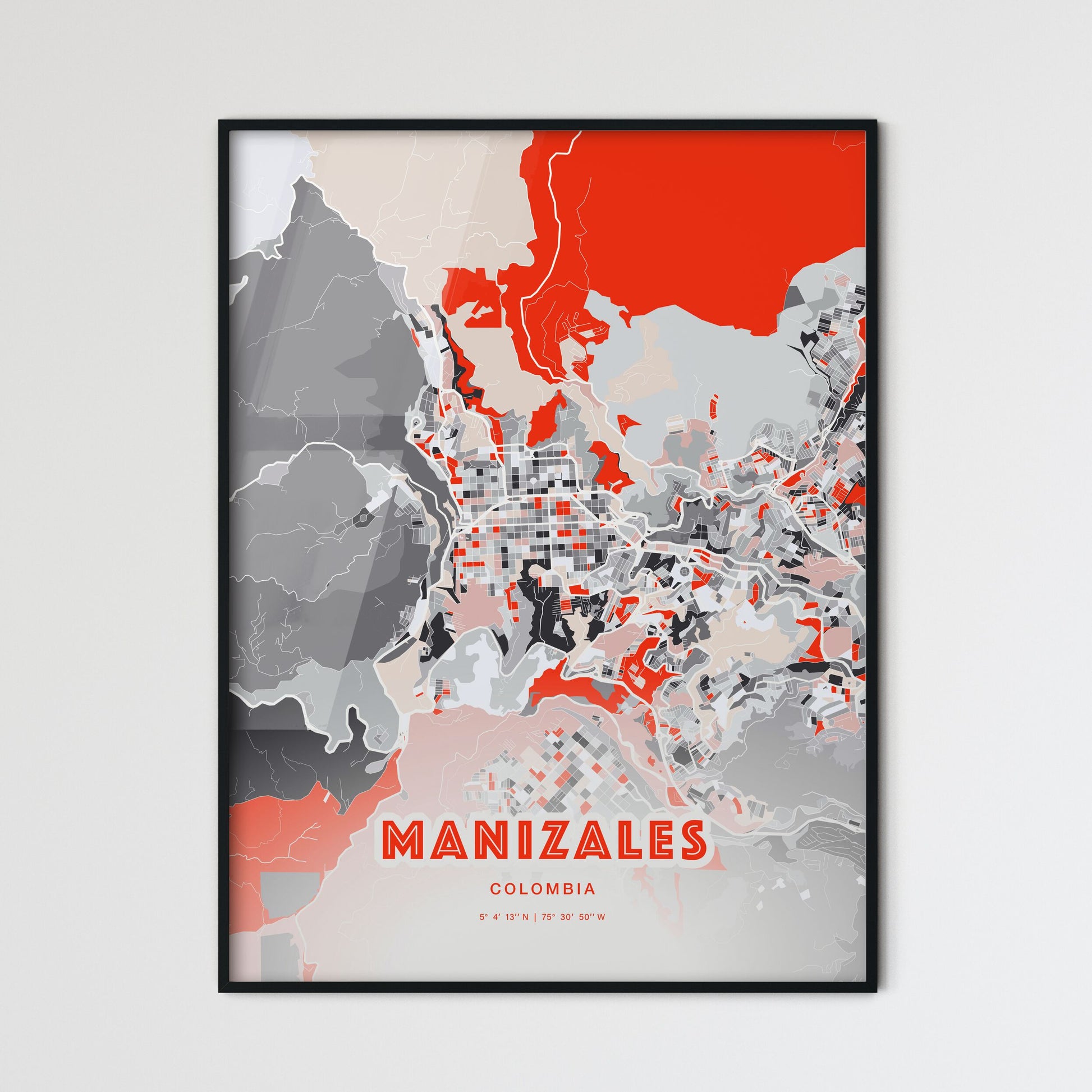 Colorful MANIZALES COLOMBIA Fine Art Map Modern