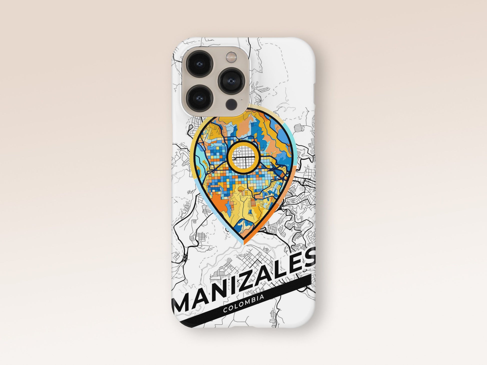 Manizales Colombia slim phone case with colorful icon. Birthday, wedding or housewarming gift. Couple match cases. 1