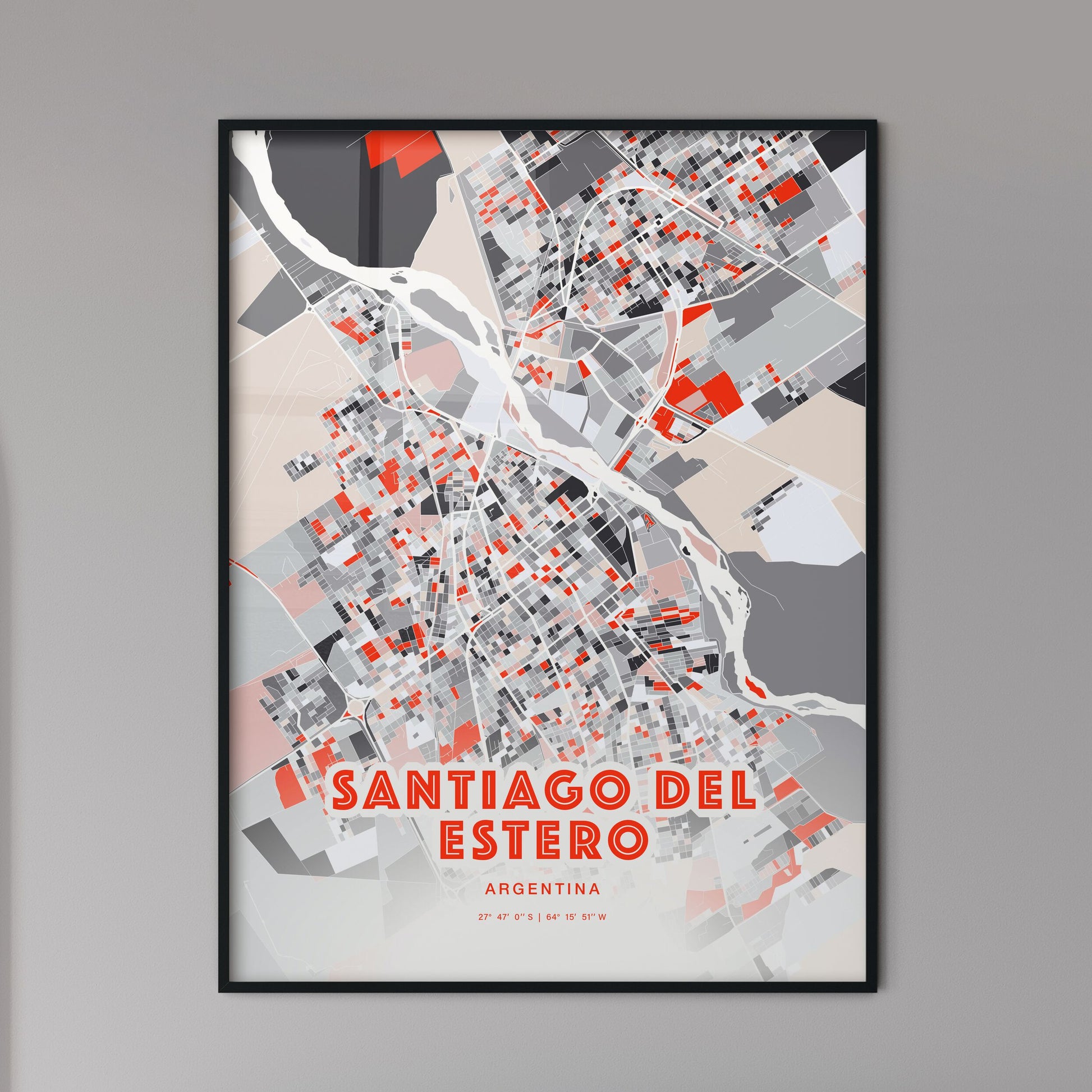 Colorful SANTIAGO DEL ESTERO ARGENTINA Fine Art Map Modern