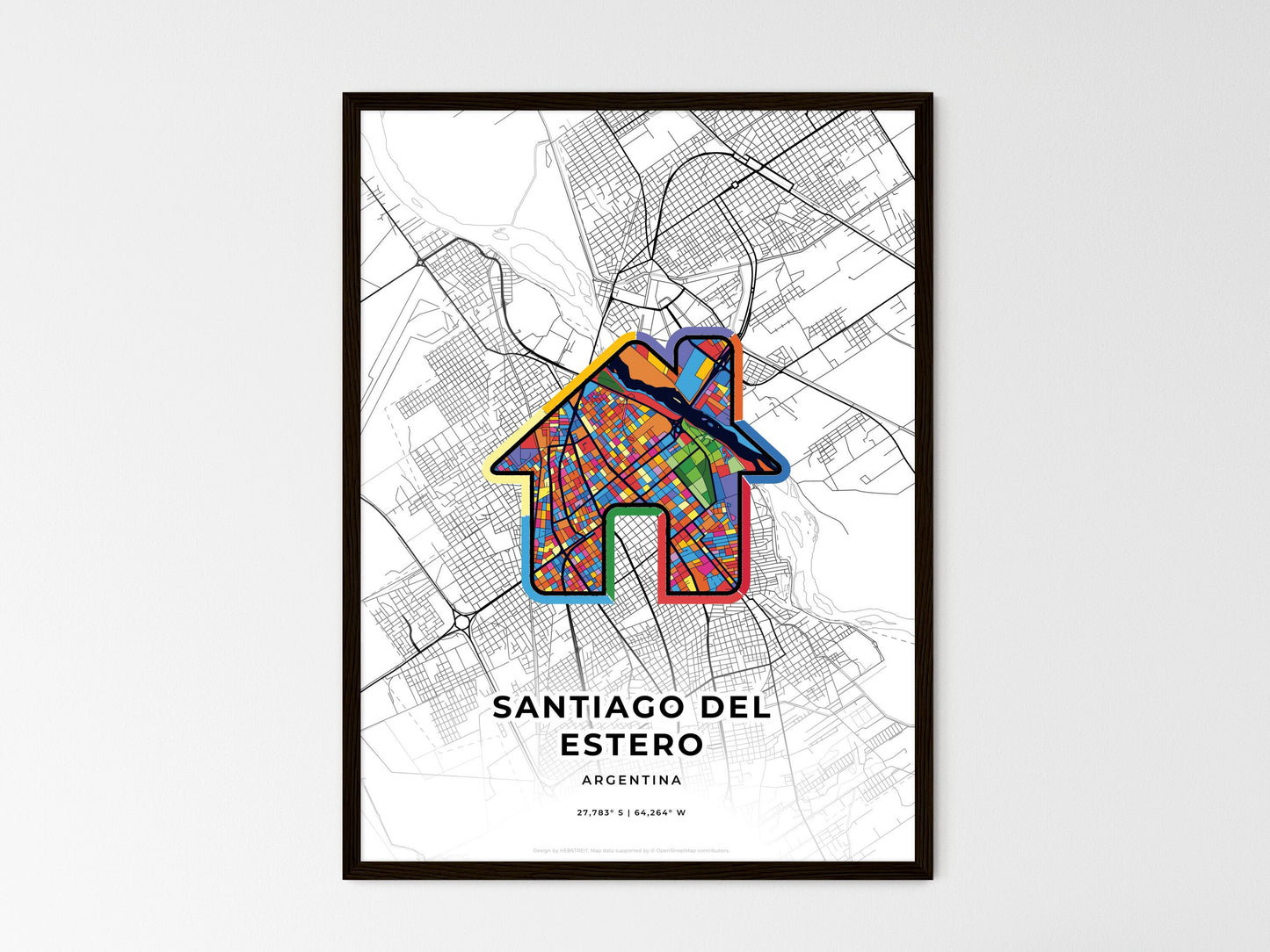 Santiago Del Estero Argentina wedding art map with home icon