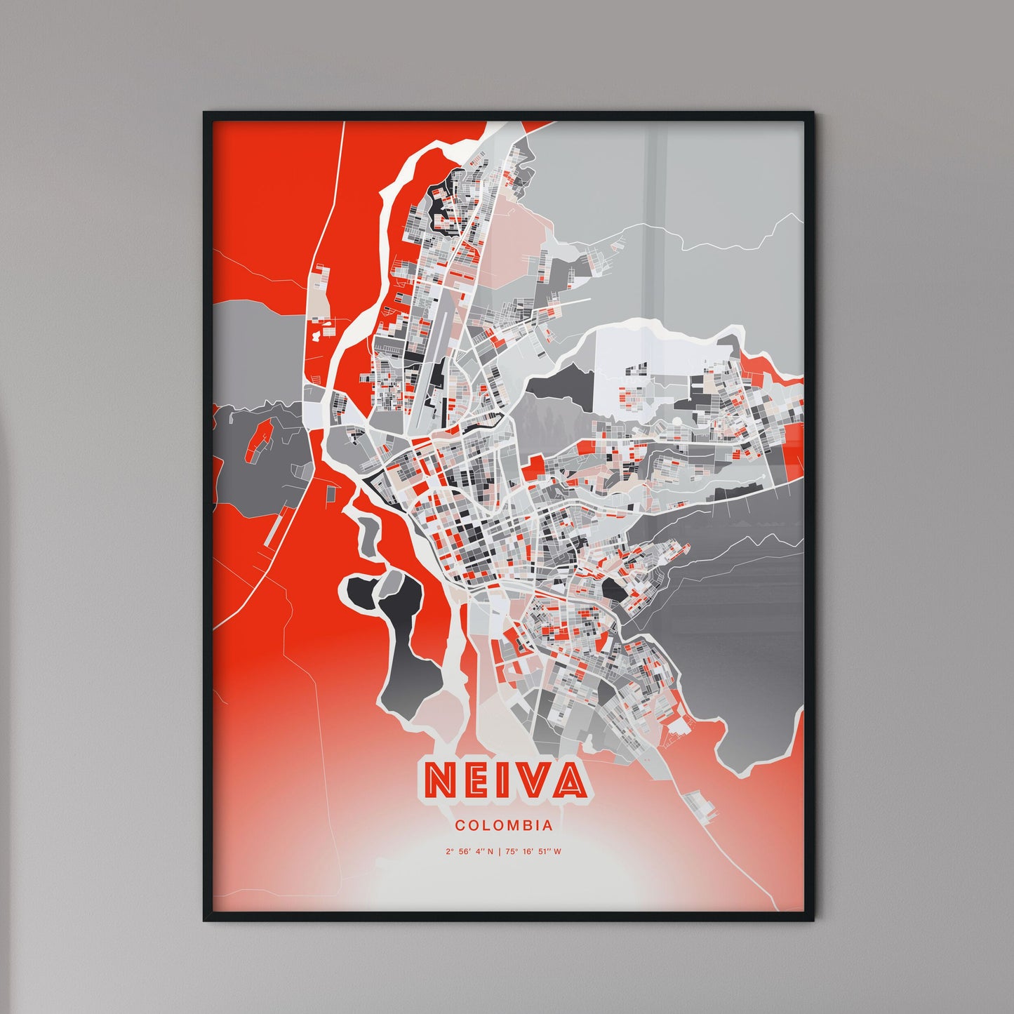 Colorful NEIVA COLOMBIA Fine Art Map Modern