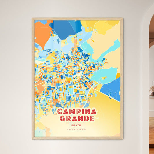 Colorful CAMPINA GRANDE BRAZIL Fine Art Map Blue Orange