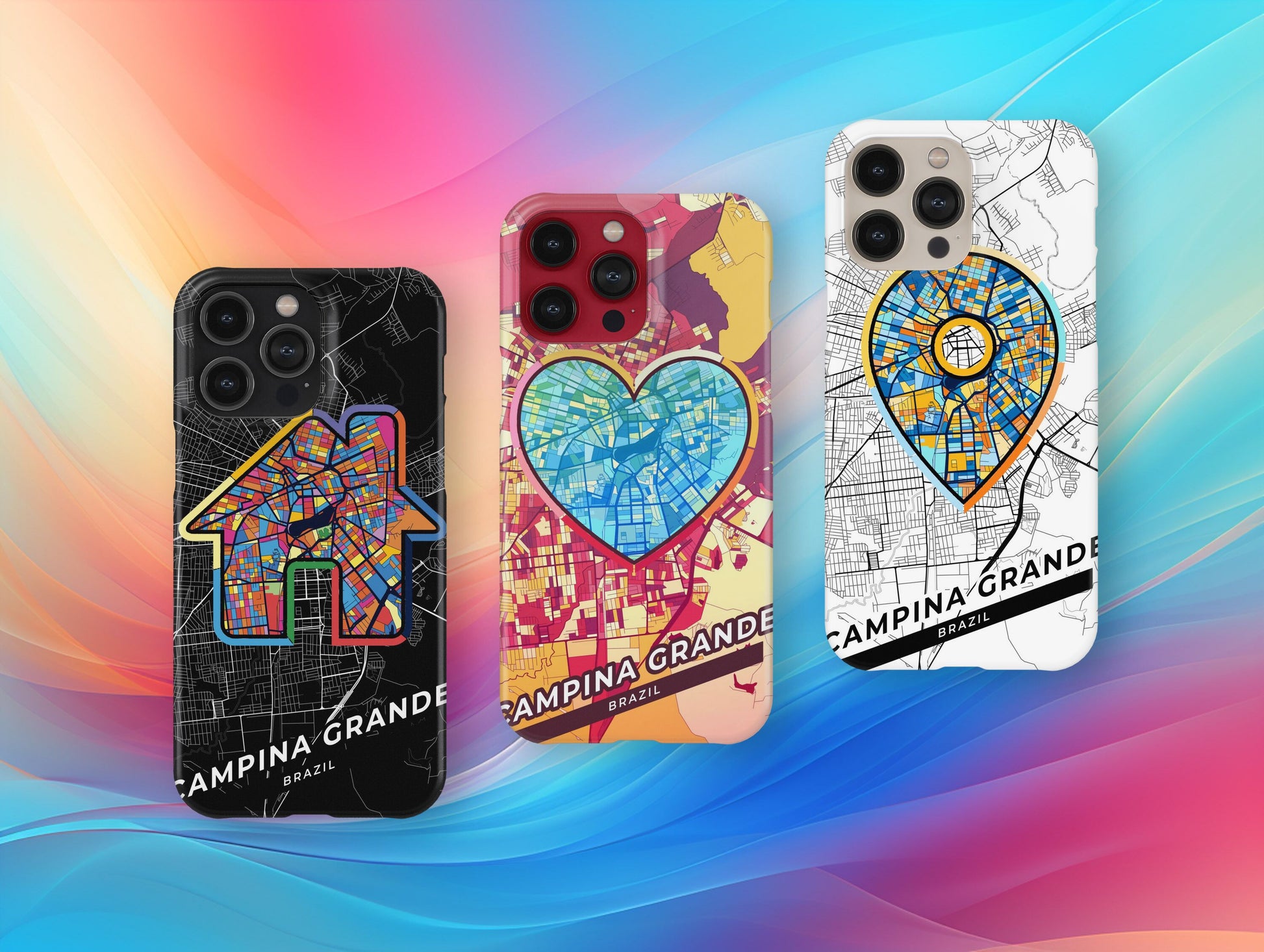 Campina Grande Brazil slim phone case with colorful icon. Birthday, wedding or housewarming gift. Couple match cases.