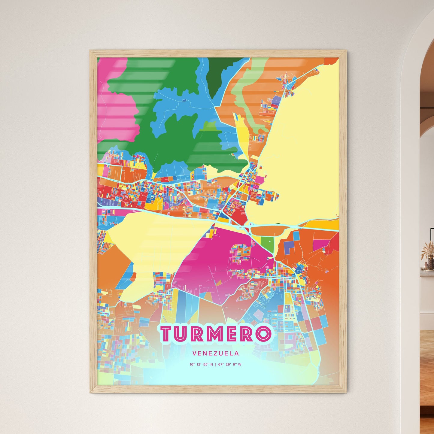Colorful TURMERO VENEZUELA Fine Art Map Crazy Colors