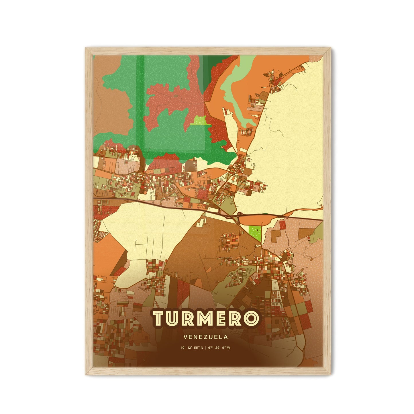 Colorful TURMERO VENEZUELA Fine Art Map Farmhouse