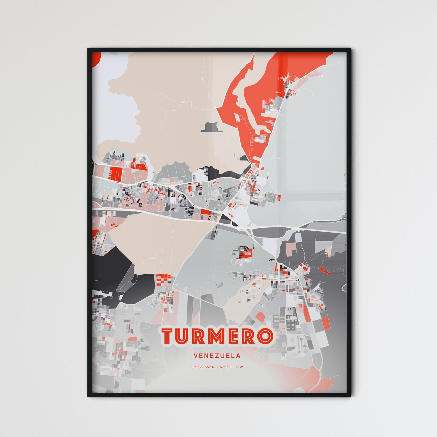 Colorful TURMERO VENEZUELA Fine Art Map Modern