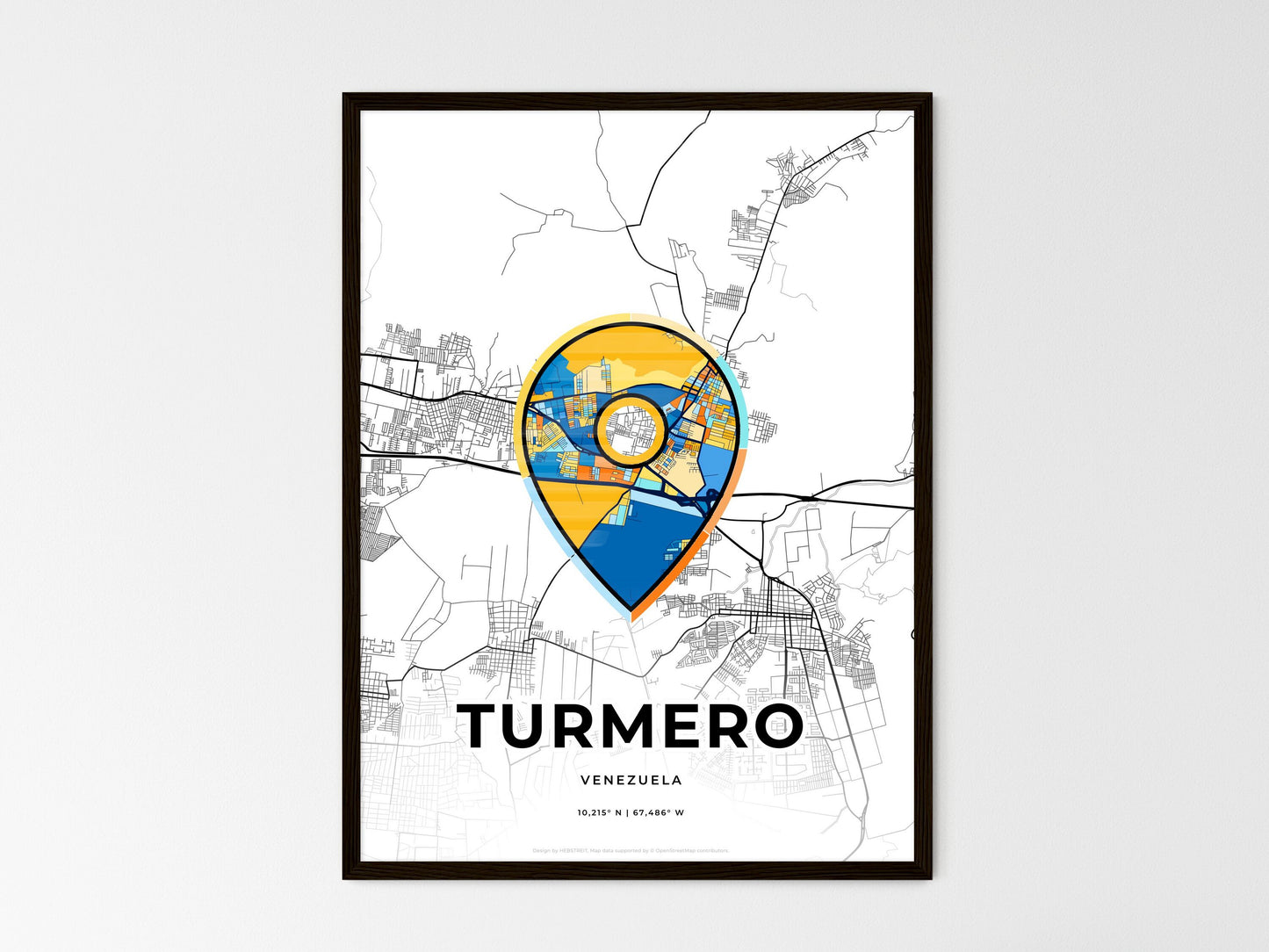 TURMERO VENEZUELA minimal art map with a colorful icon. Style 1
