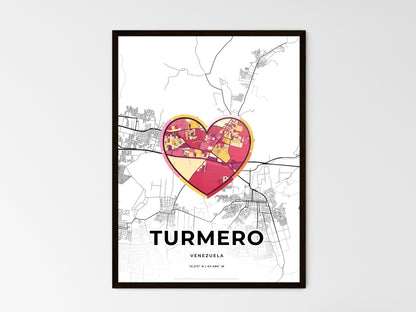 TURMERO VENEZUELA minimal art map with a colorful icon. Style 2