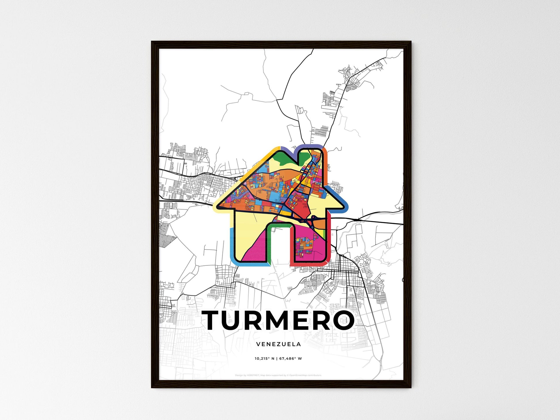 TURMERO VENEZUELA minimal art map with a colorful icon. Style 3