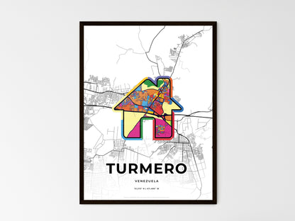 TURMERO VENEZUELA minimal art map with a colorful icon. Style 3