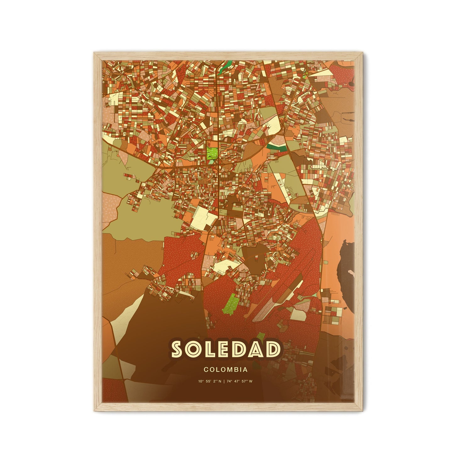 Colorful SOLEDAD COLOMBIA Fine Art Map Farmhouse