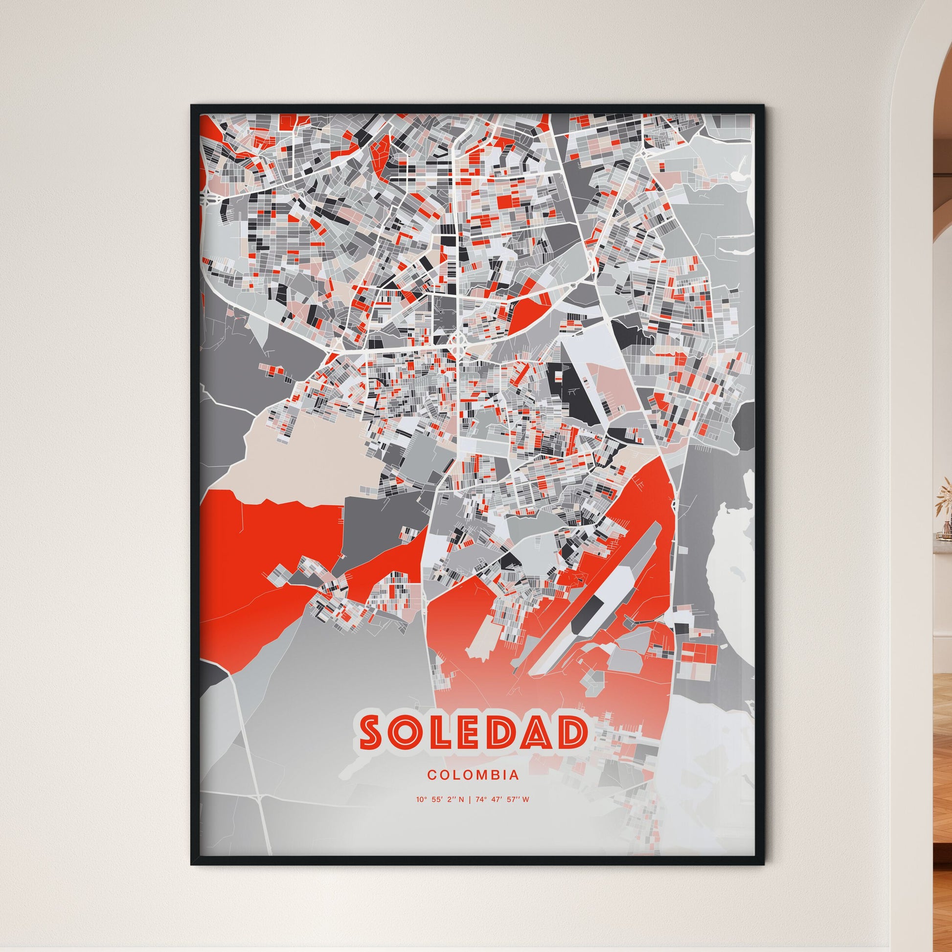 Colorful SOLEDAD COLOMBIA Fine Art Map Modern