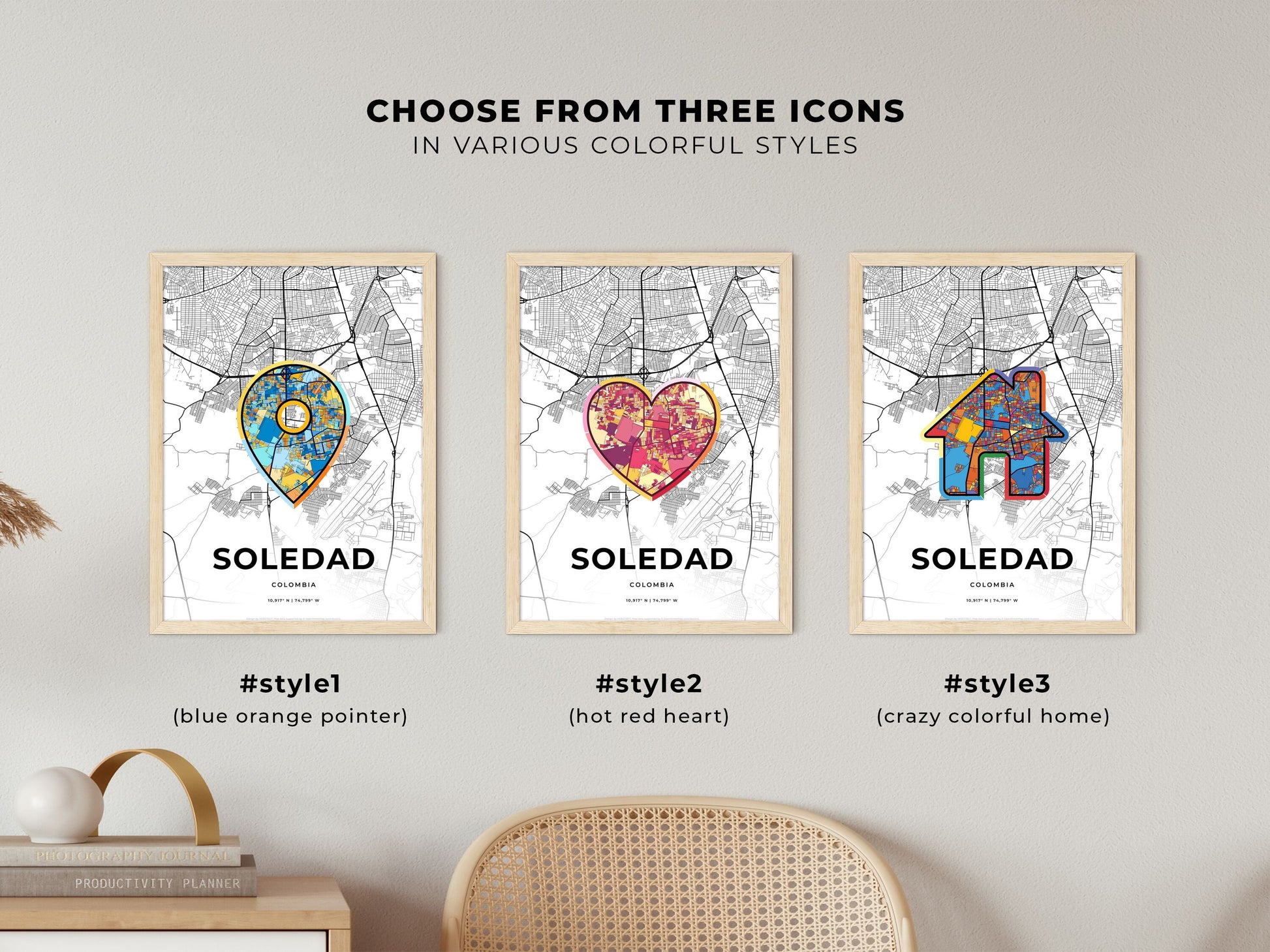 Soledad Colombia maps with colorful icons