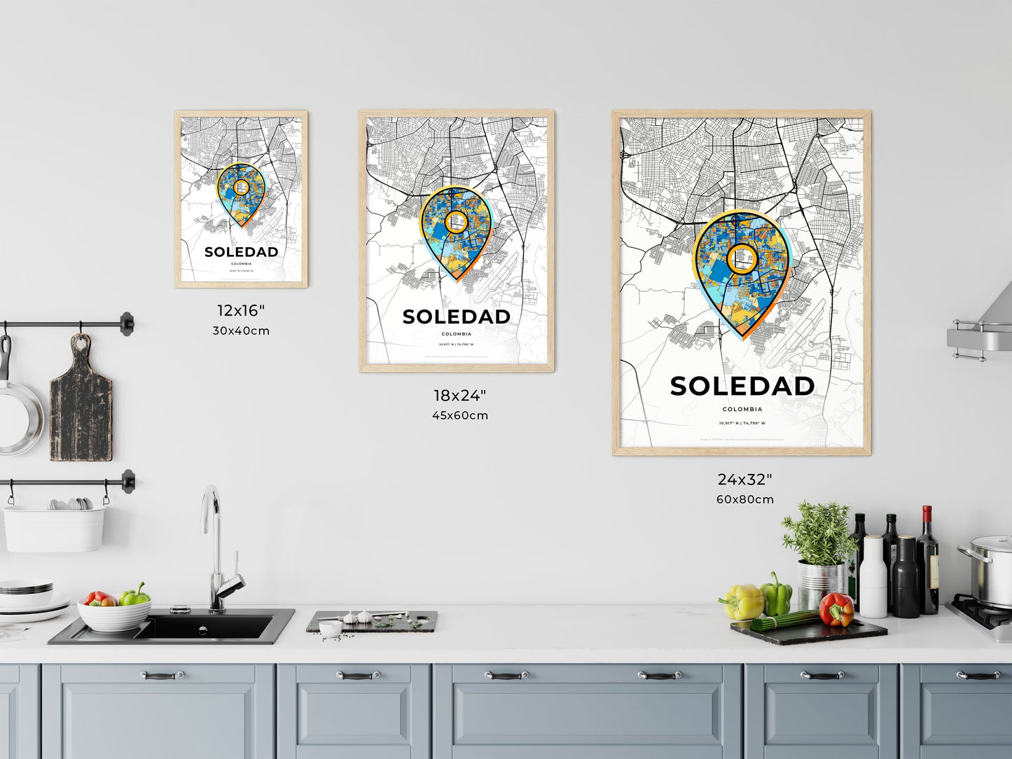 Soledad Colombia art map size chart