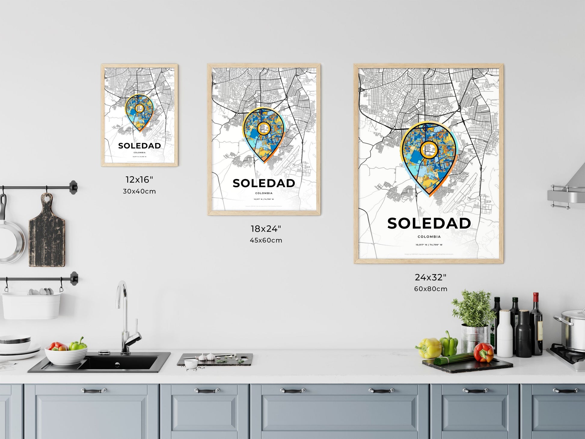 Soledad Colombia art map size chart