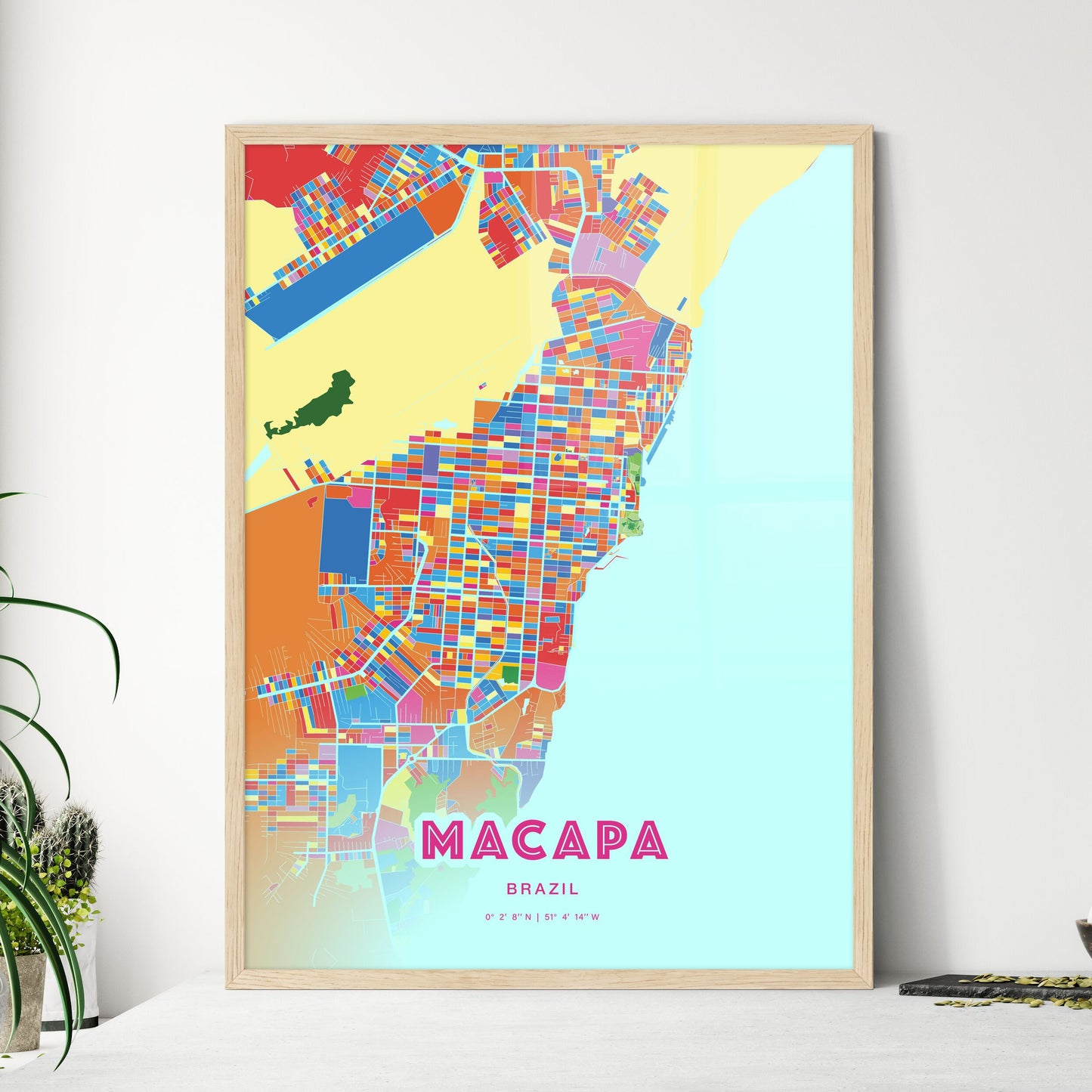 Colorful MACAPA BRAZIL Fine Art Map Crazy Colors
