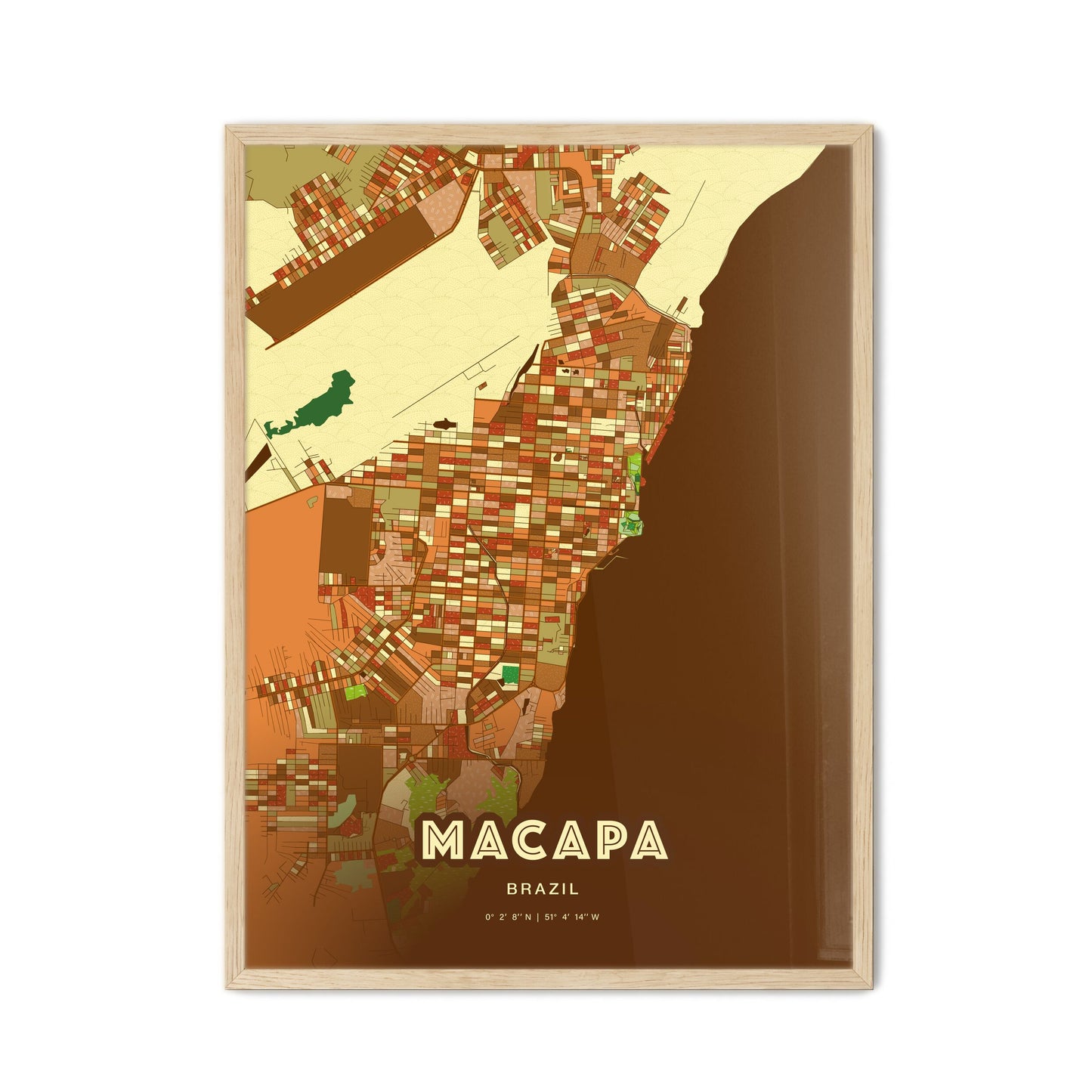 Colorful MACAPA BRAZIL Fine Art Map Farmhouse