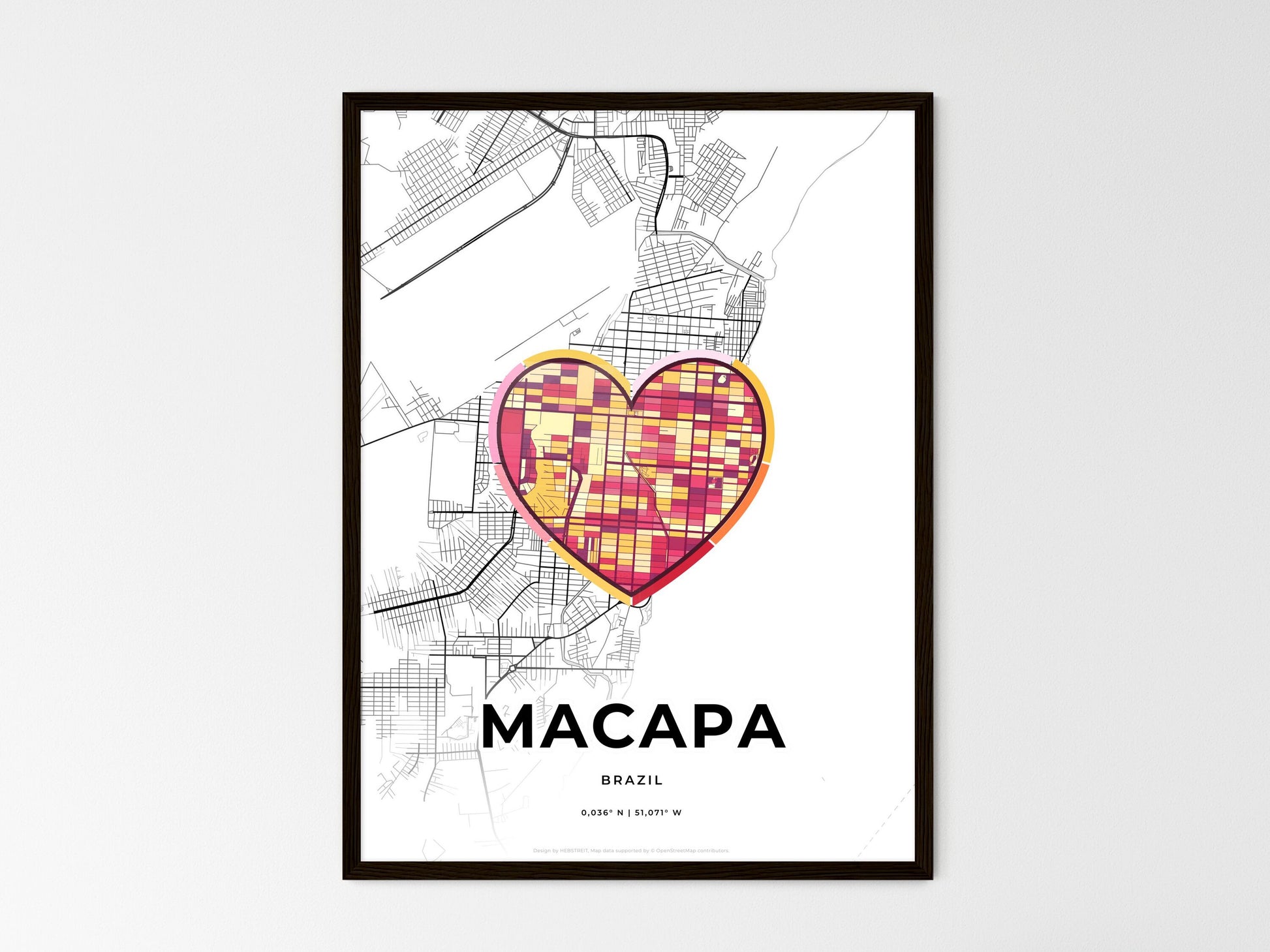 MACAPA BRAZIL minimal art map with a colorful icon. Where it all began, Couple map gift. Style 2