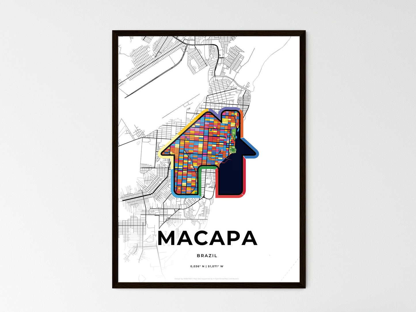 MACAPA BRAZIL minimal art map with a colorful icon. Where it all began, Couple map gift. Style 3