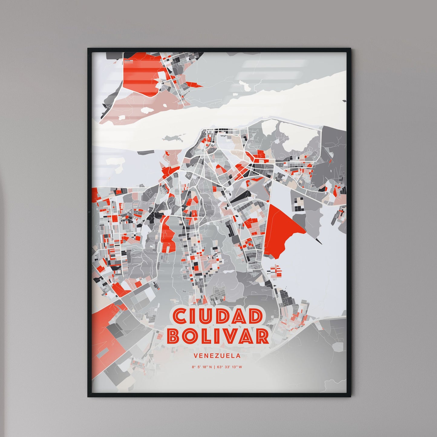 Colorful CIUDAD BOLIVAR VENEZUELA Fine Art Map Modern