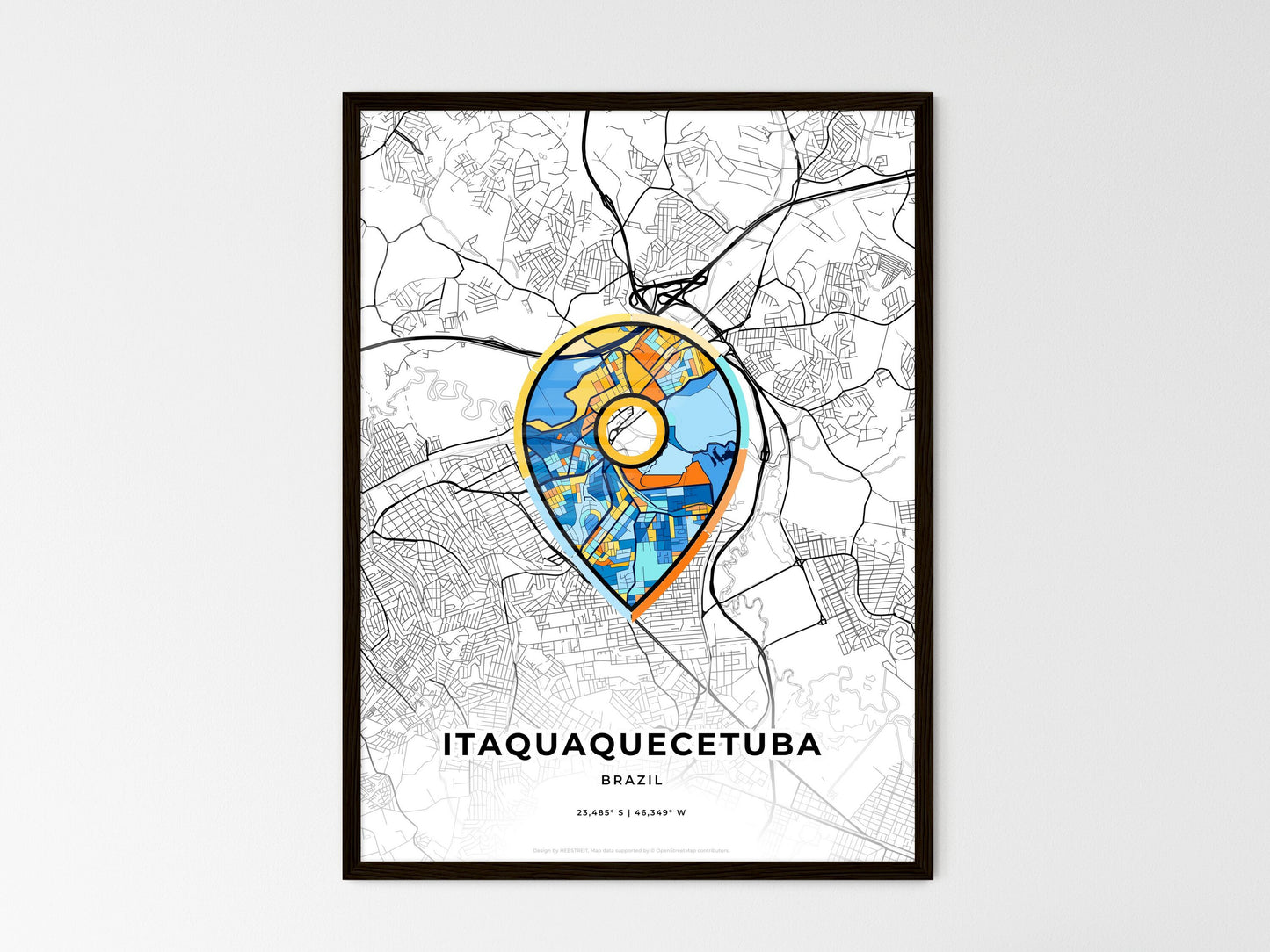 Itaquaquecetuba Brazil wedding art map with pointer icon